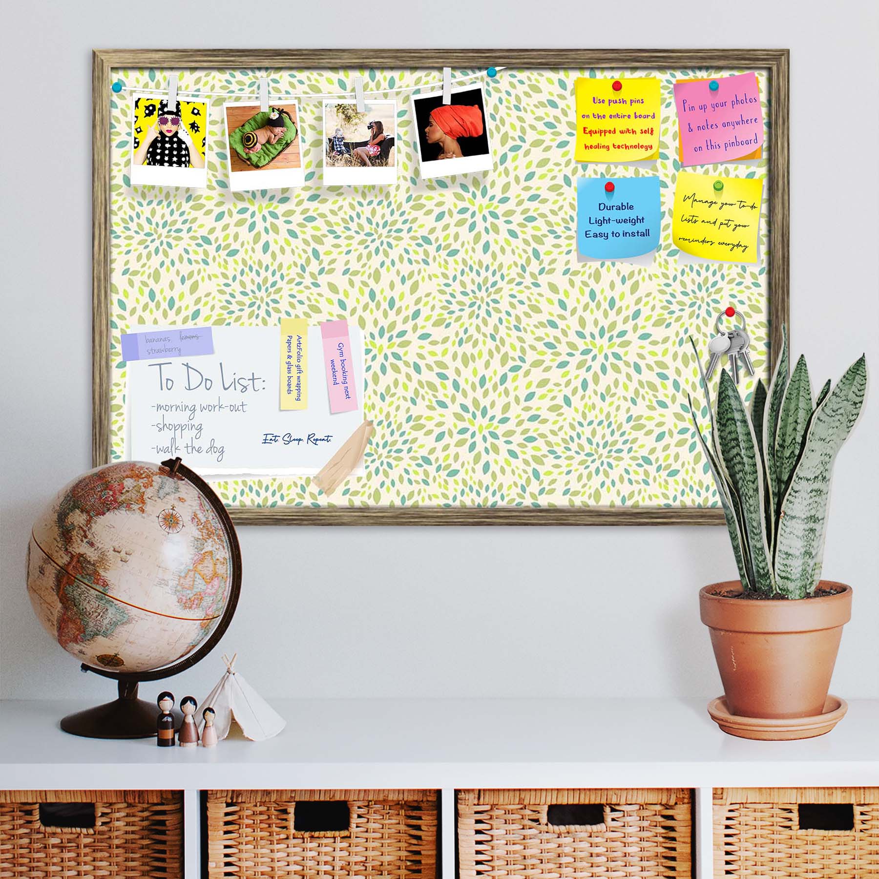 Leaf Texture Bulletin Board Notice Pin Board Soft Board | Framed