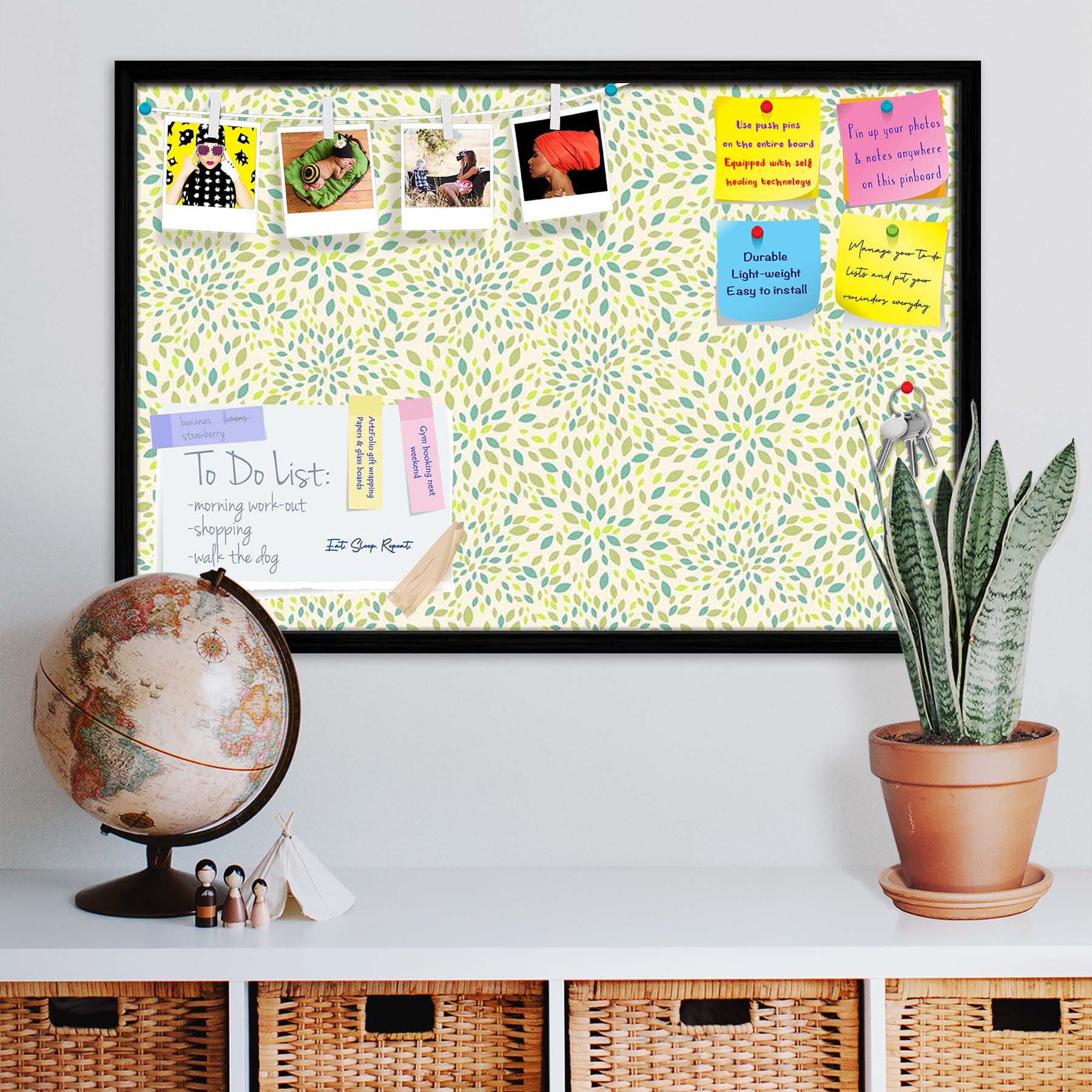 Leaf Texture Bulletin Board Notice Pin Board Soft Board | Framed