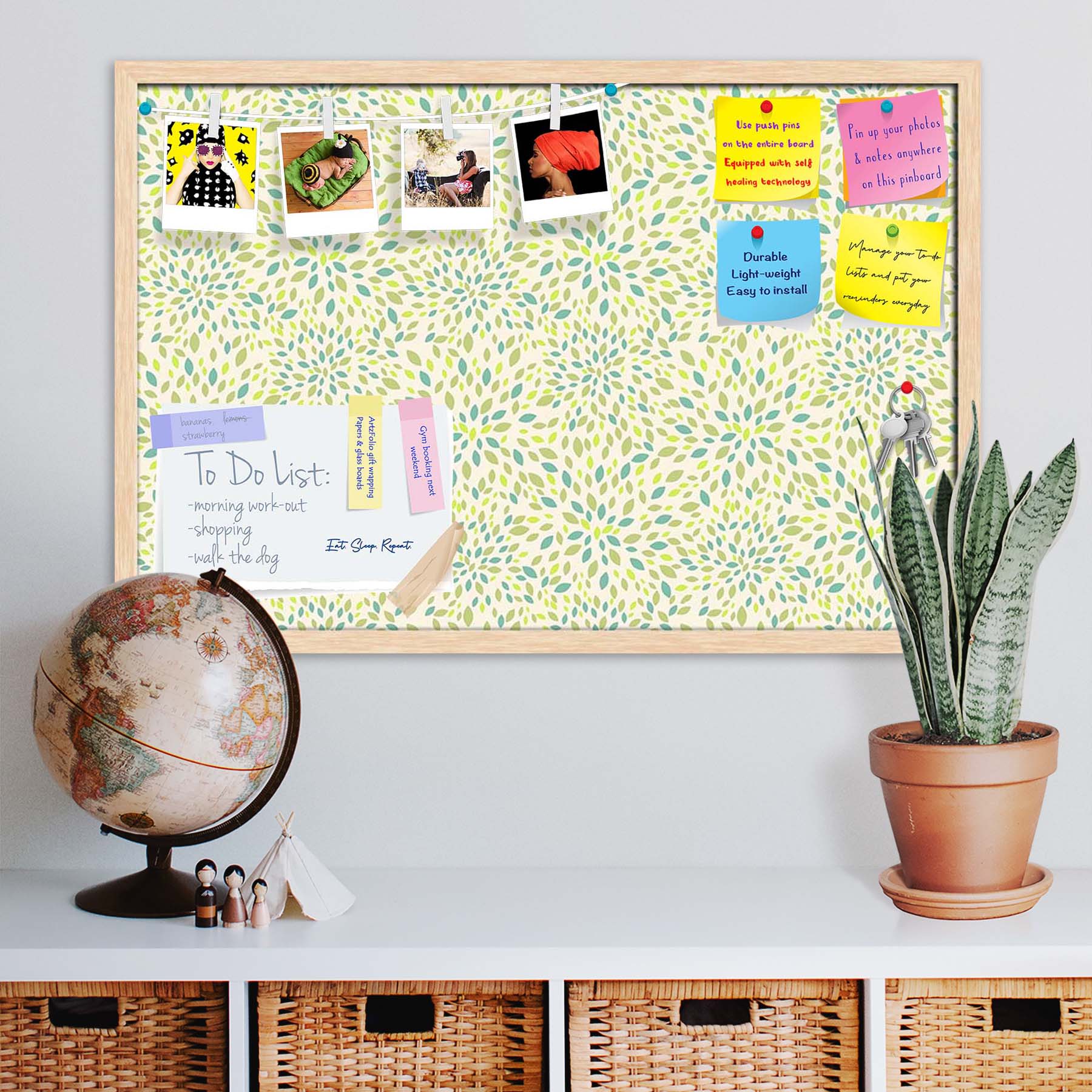 Leaf Texture Bulletin Board Notice Pin Board Soft Board | Framed