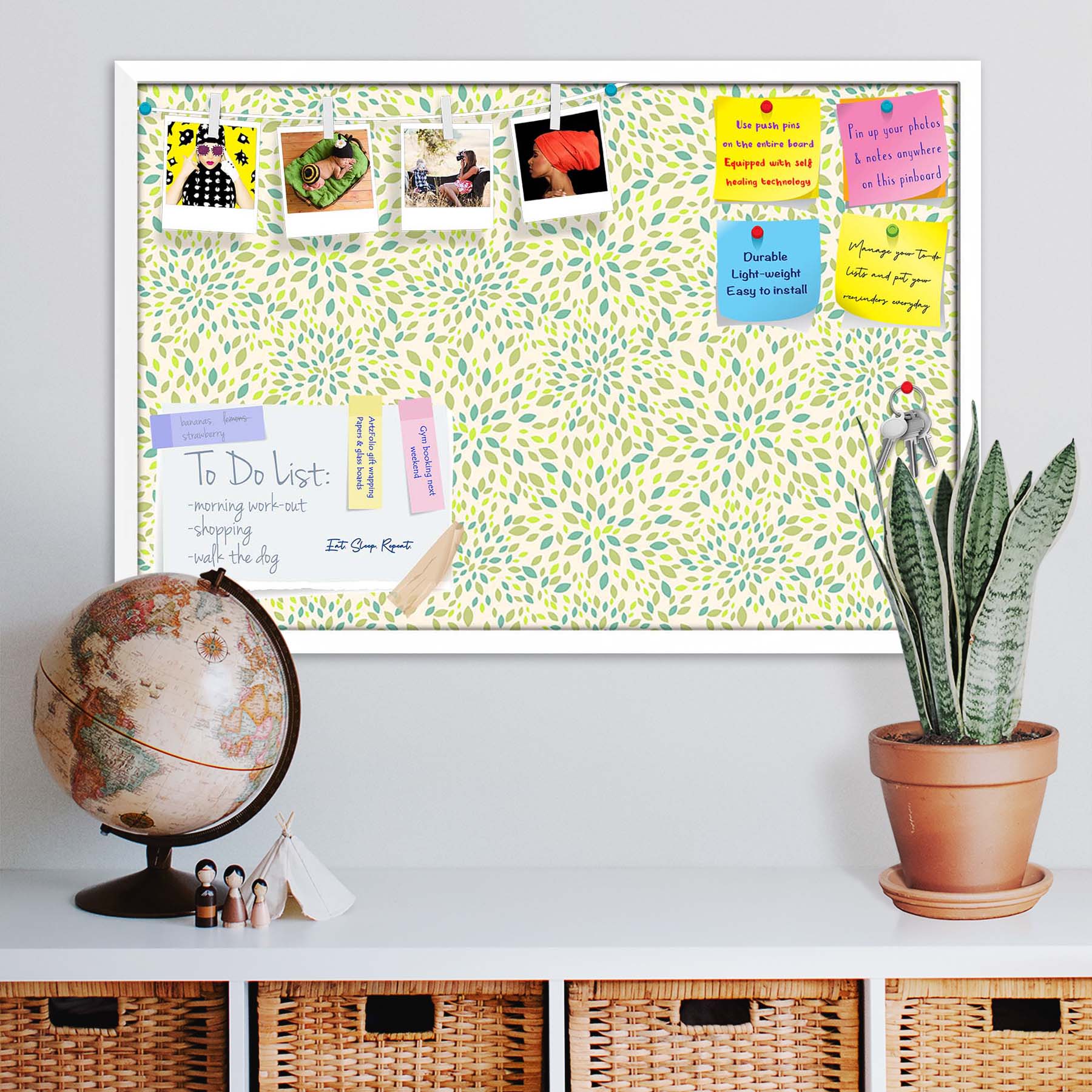 Leaf Texture Bulletin Board Notice Pin Board Soft Board | Framed