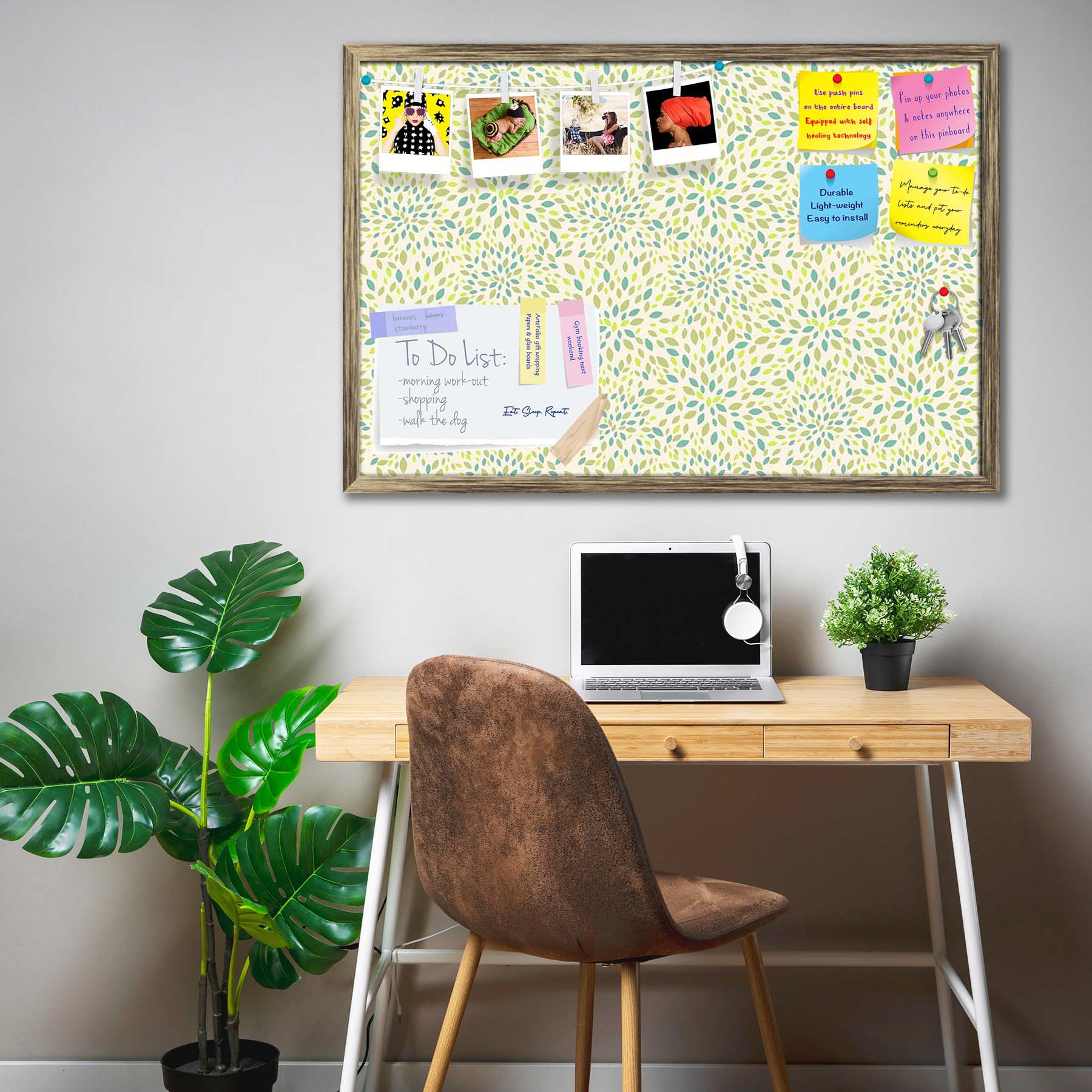 Leaf Texture Bulletin Board Notice Pin Board Soft Board | Framed