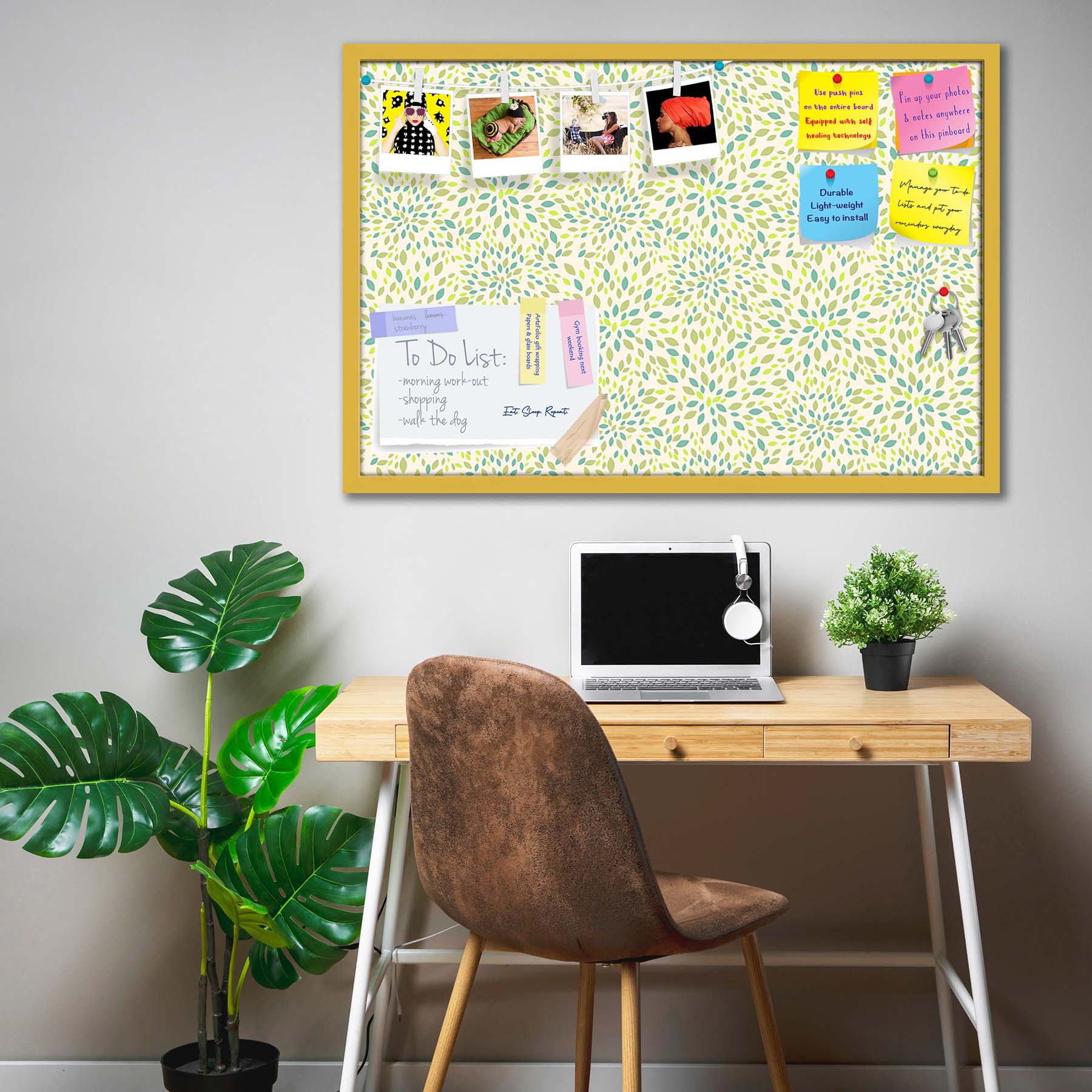 Leaf Texture Bulletin Board Notice Pin Board Soft Board | Framed
