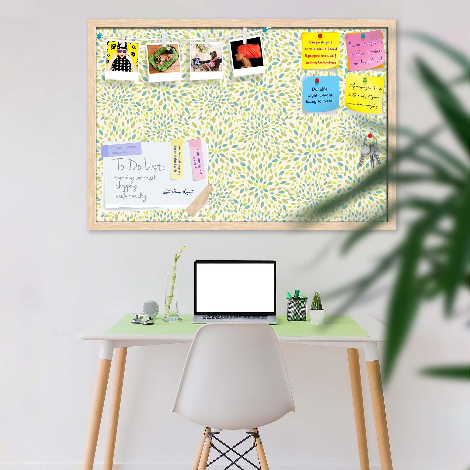 Leaf Texture Bulletin Board Notice Pin Board Soft Board | Framed