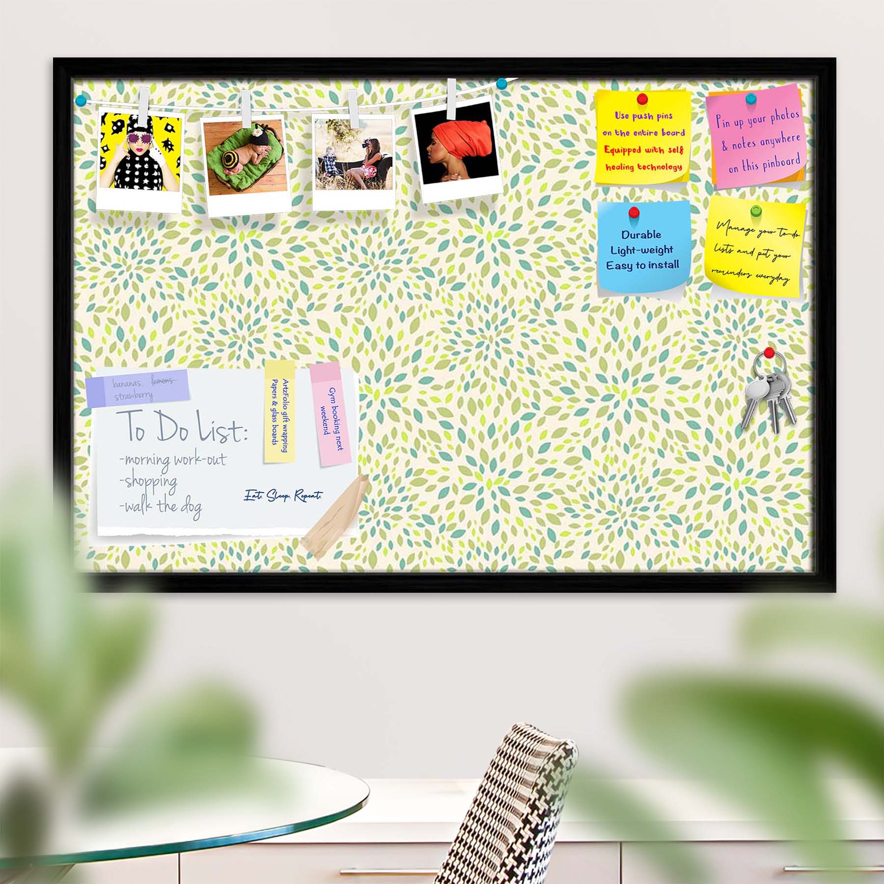 Leaf Texture Bulletin Board Notice Pin Board Soft Board | Framed