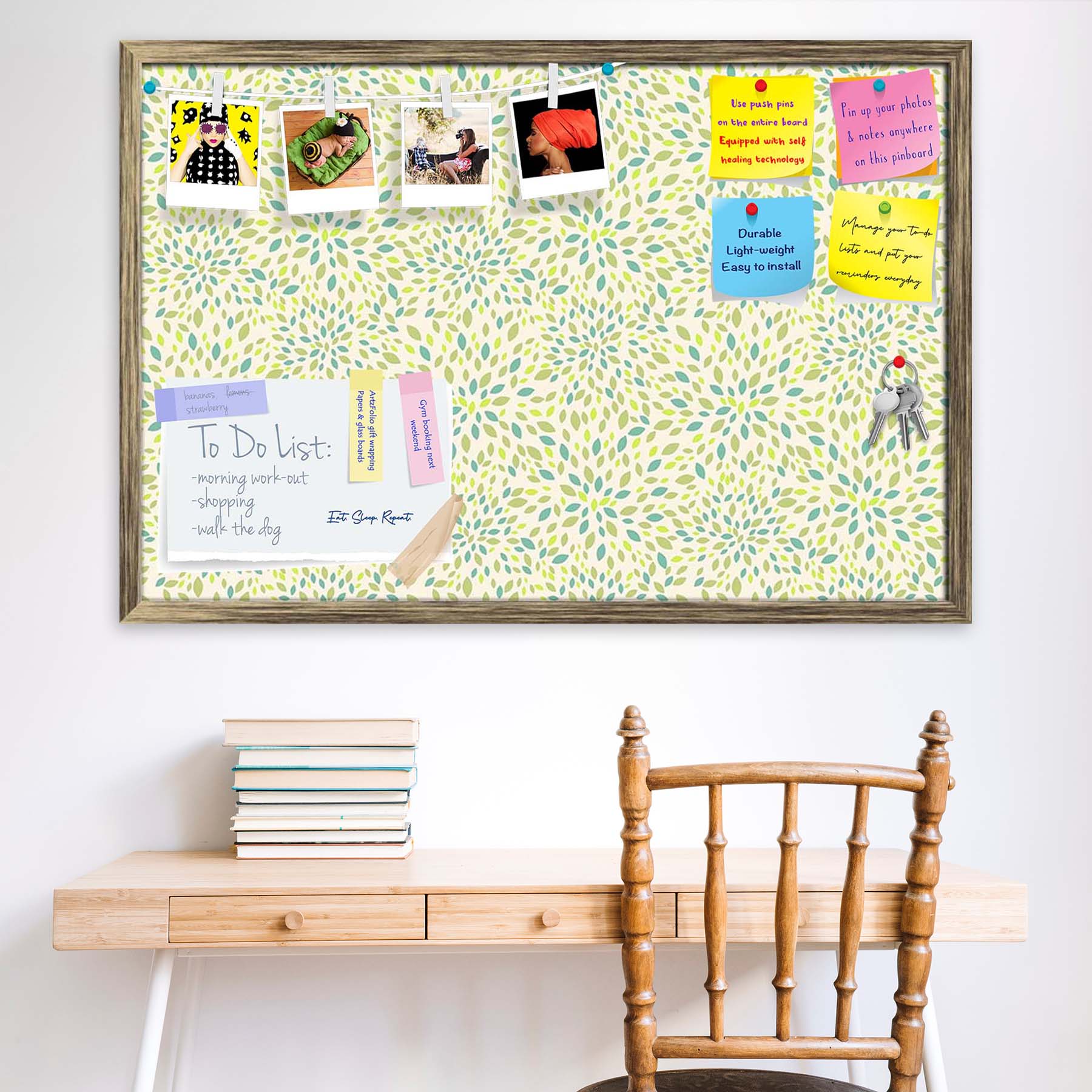 Leaf Texture Bulletin Board Notice Pin Board Soft Board | Framed