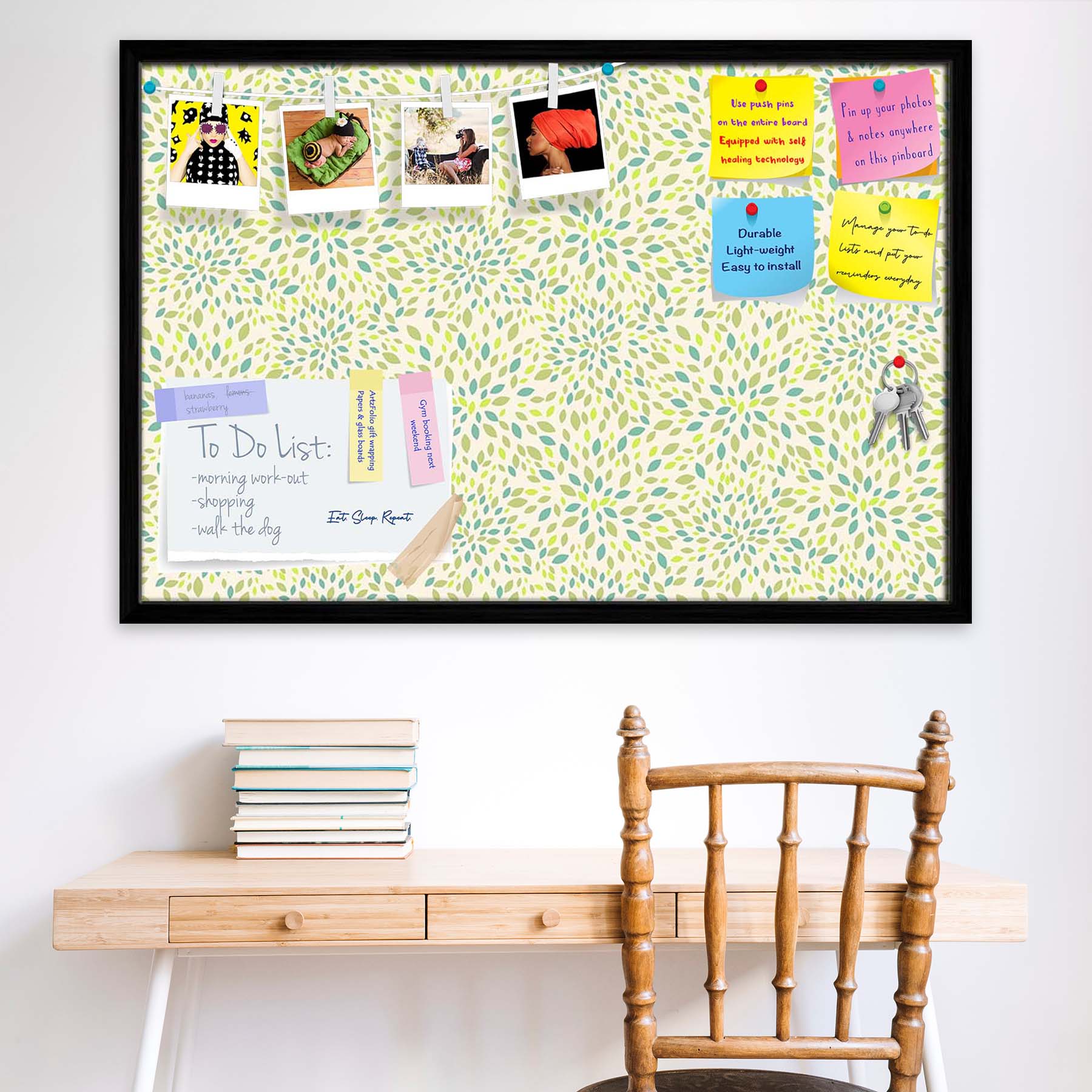 Leaf Texture Bulletin Board Notice Pin Board Soft Board | Framed
