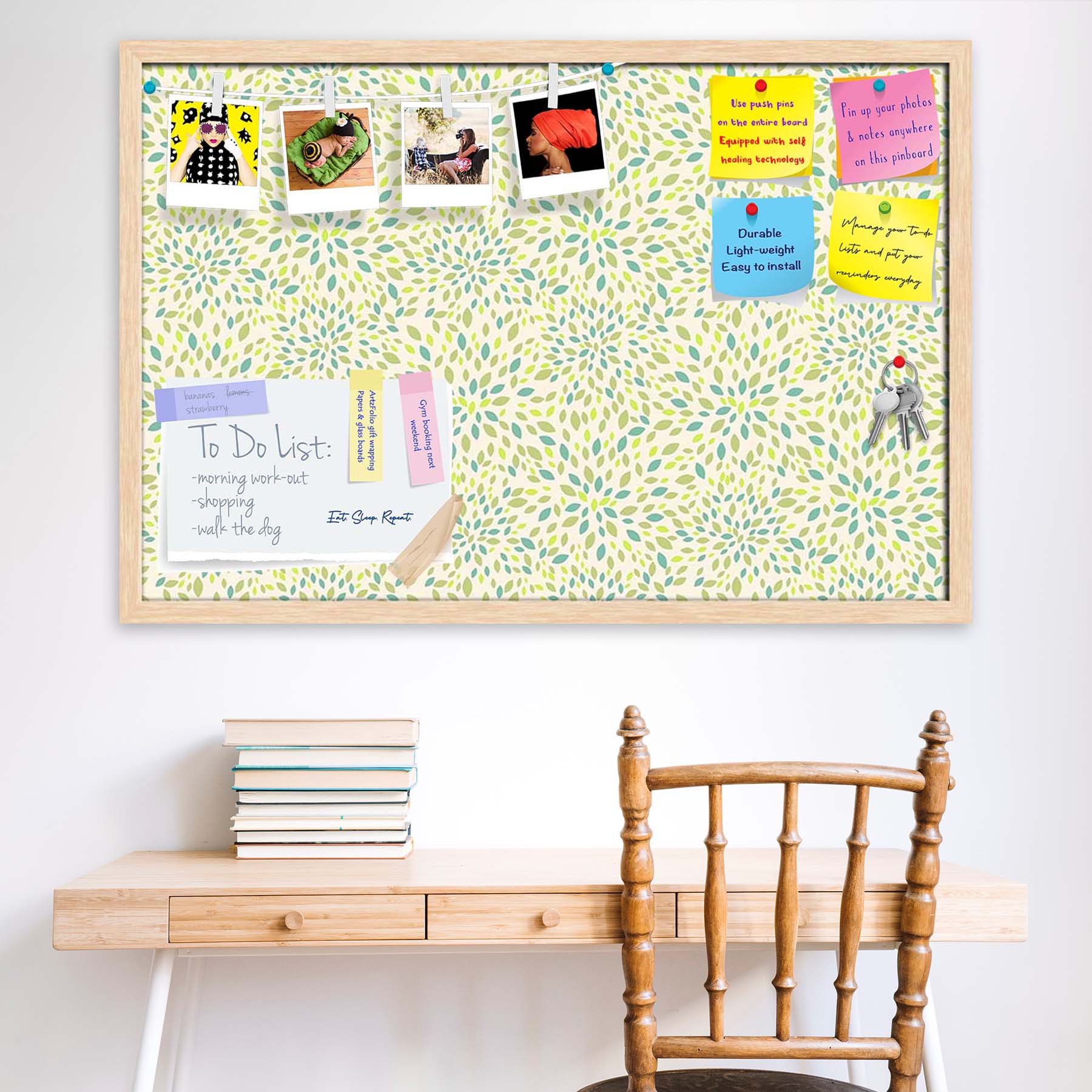 Leaf Texture Bulletin Board Notice Pin Board Soft Board | Framed