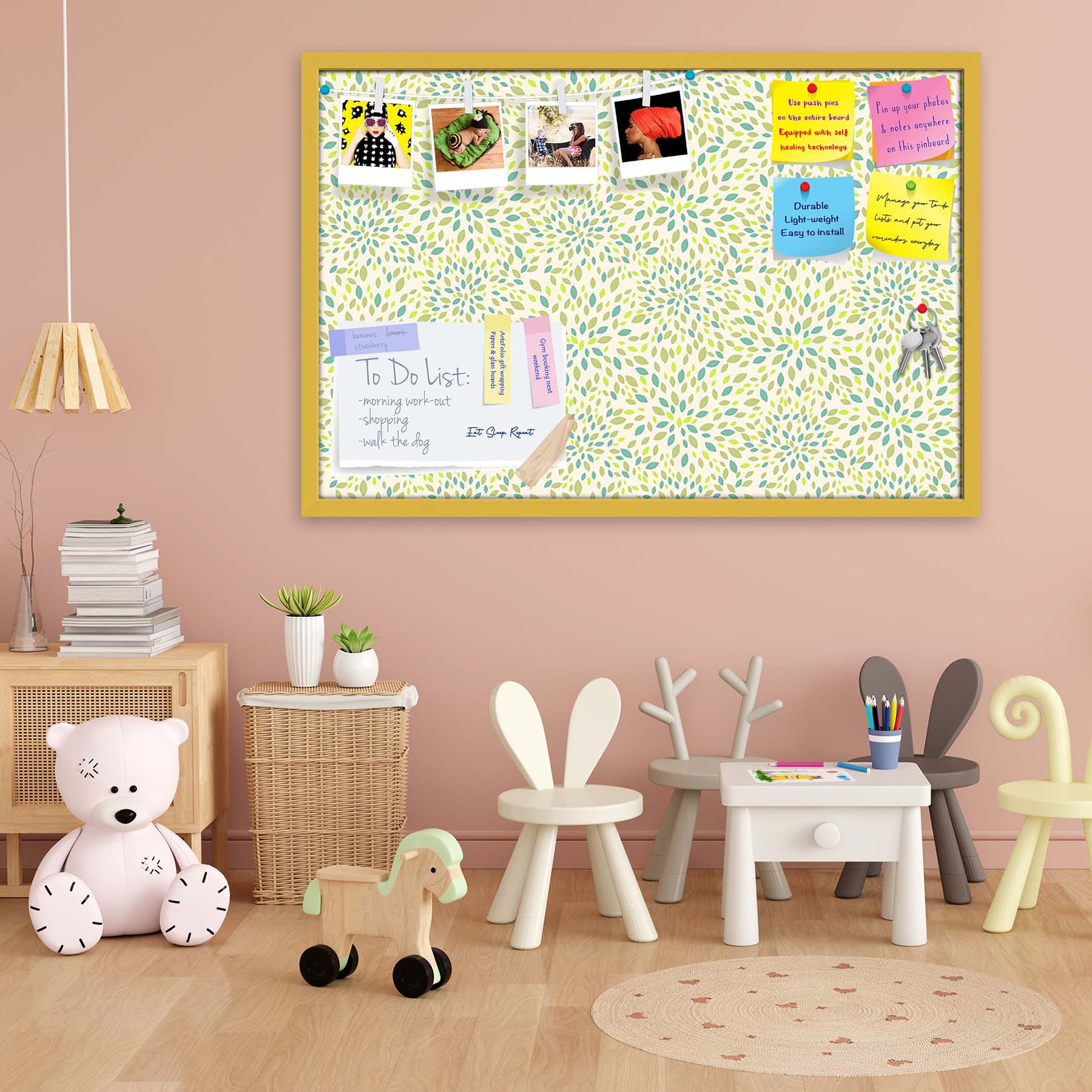 Leaf Texture Bulletin Board Notice Pin Board Soft Board | Framed