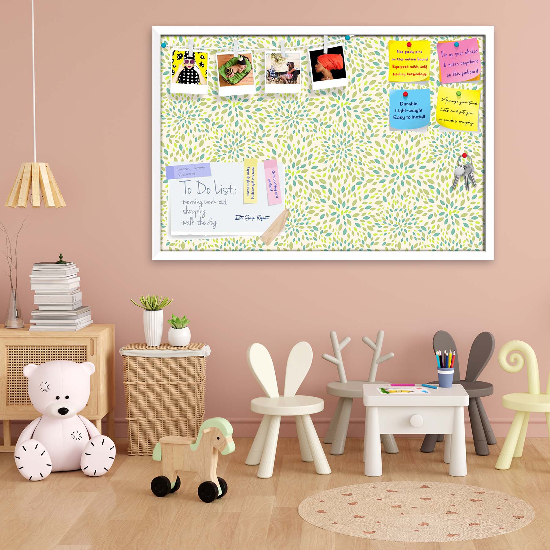 Leaf Texture Bulletin Board Notice Pin Board Soft Board | Framed