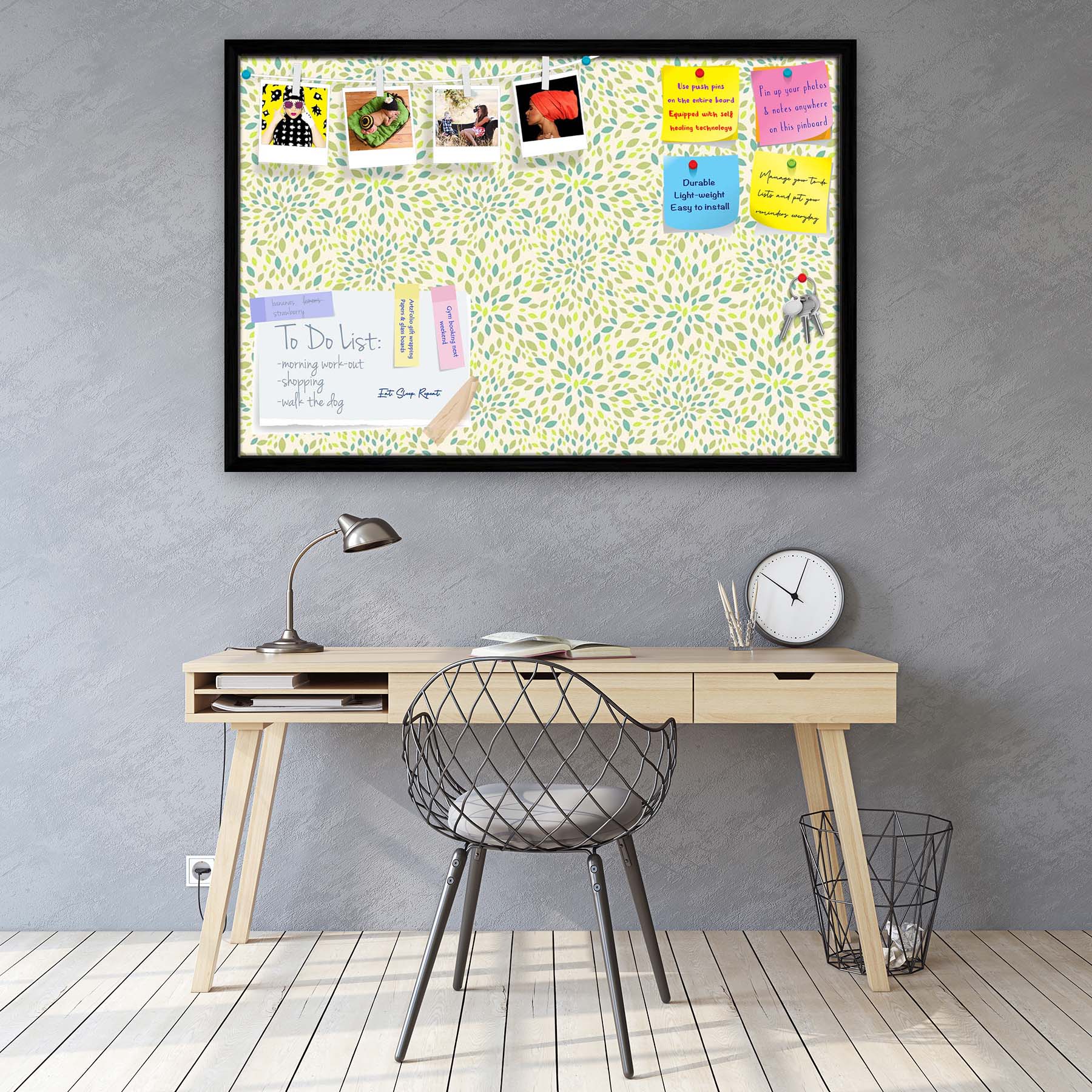 Leaf Texture Bulletin Board Notice Pin Board Soft Board | Framed