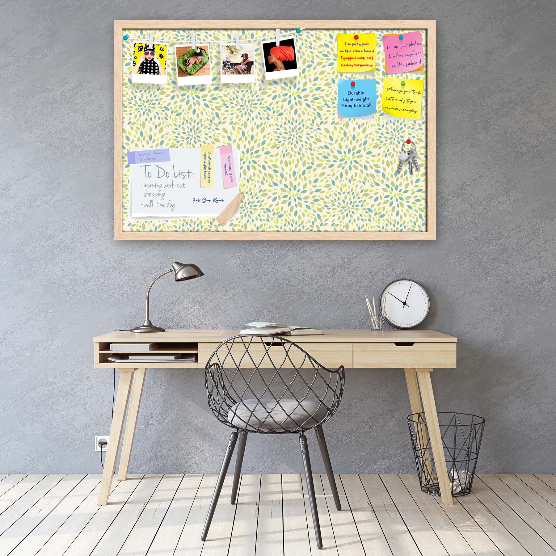 Leaf Texture Bulletin Board Notice Pin Board Soft Board | Framed