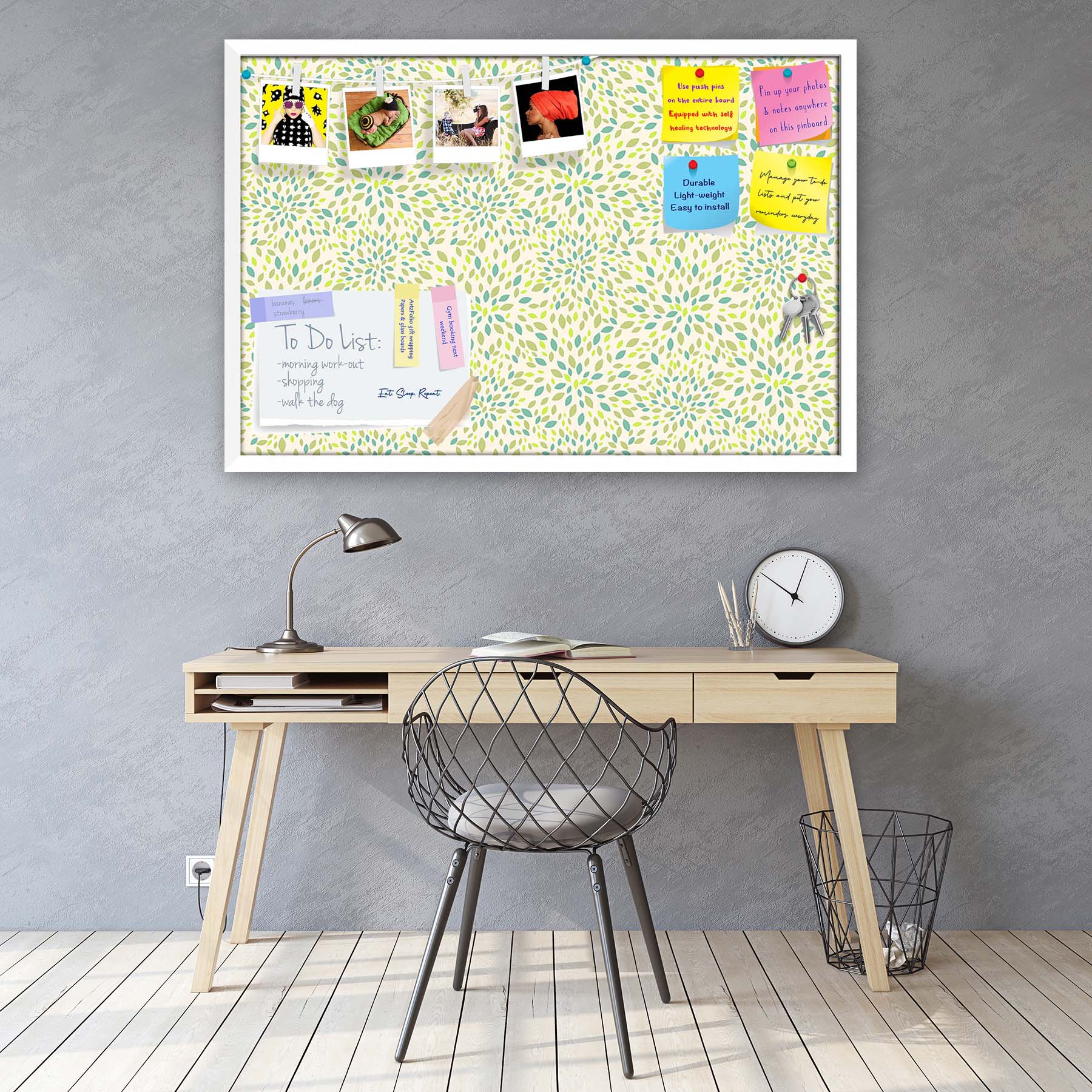 Leaf Texture Bulletin Board Notice Pin Board Soft Board | Framed