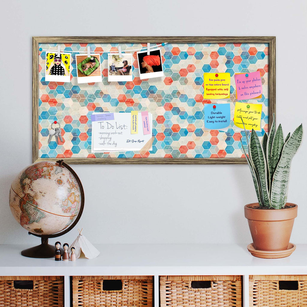 Blue Cubes Bulletin Board Notice Pin Board Soft Board | Framed
