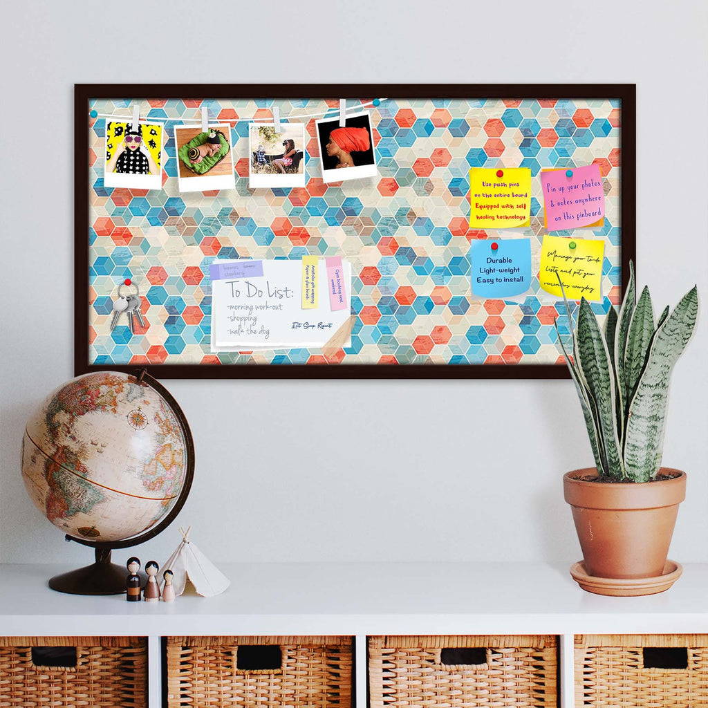 Blue Cubes Bulletin Board Notice Pin Board Soft Board | Framed