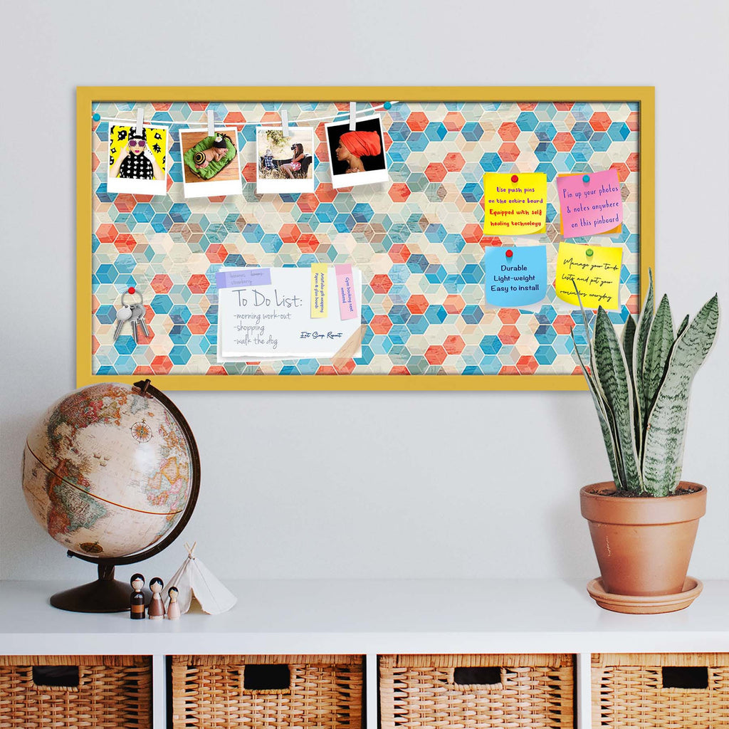 Blue Cubes Bulletin Board Notice Pin Board Soft Board | Framed