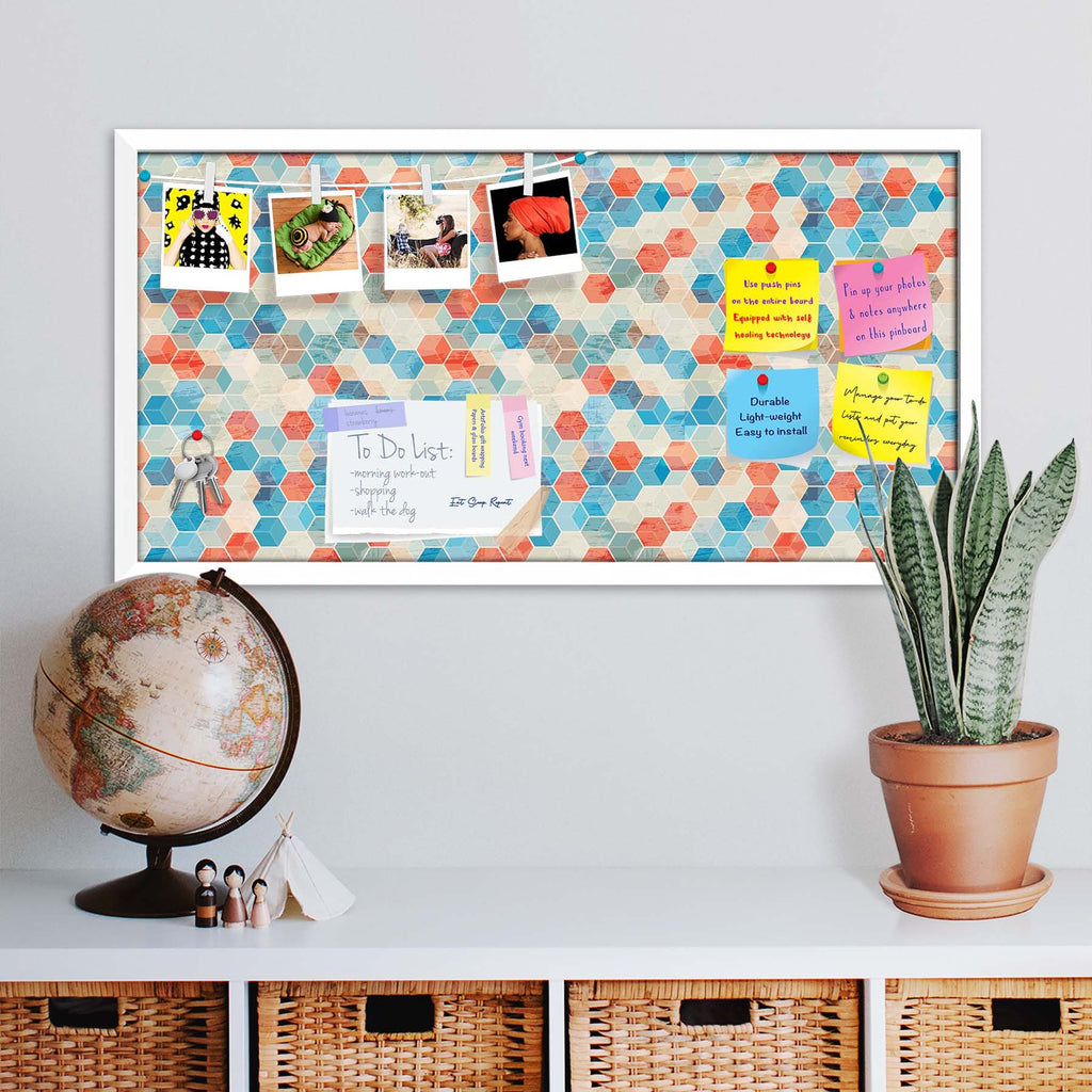 Blue Cubes Bulletin Board Notice Pin Board Soft Board | Framed