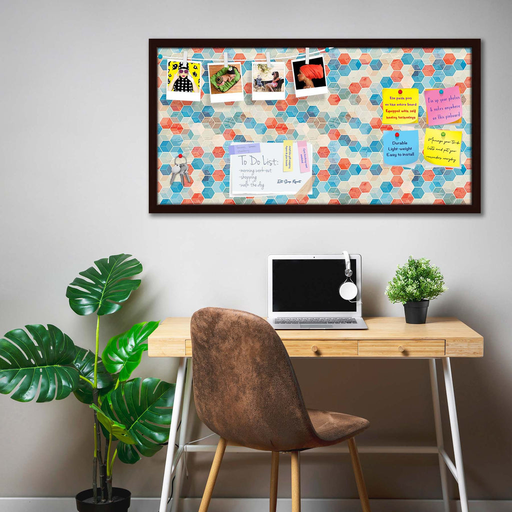Blue Cubes Bulletin Board Notice Pin Board Soft Board | Framed