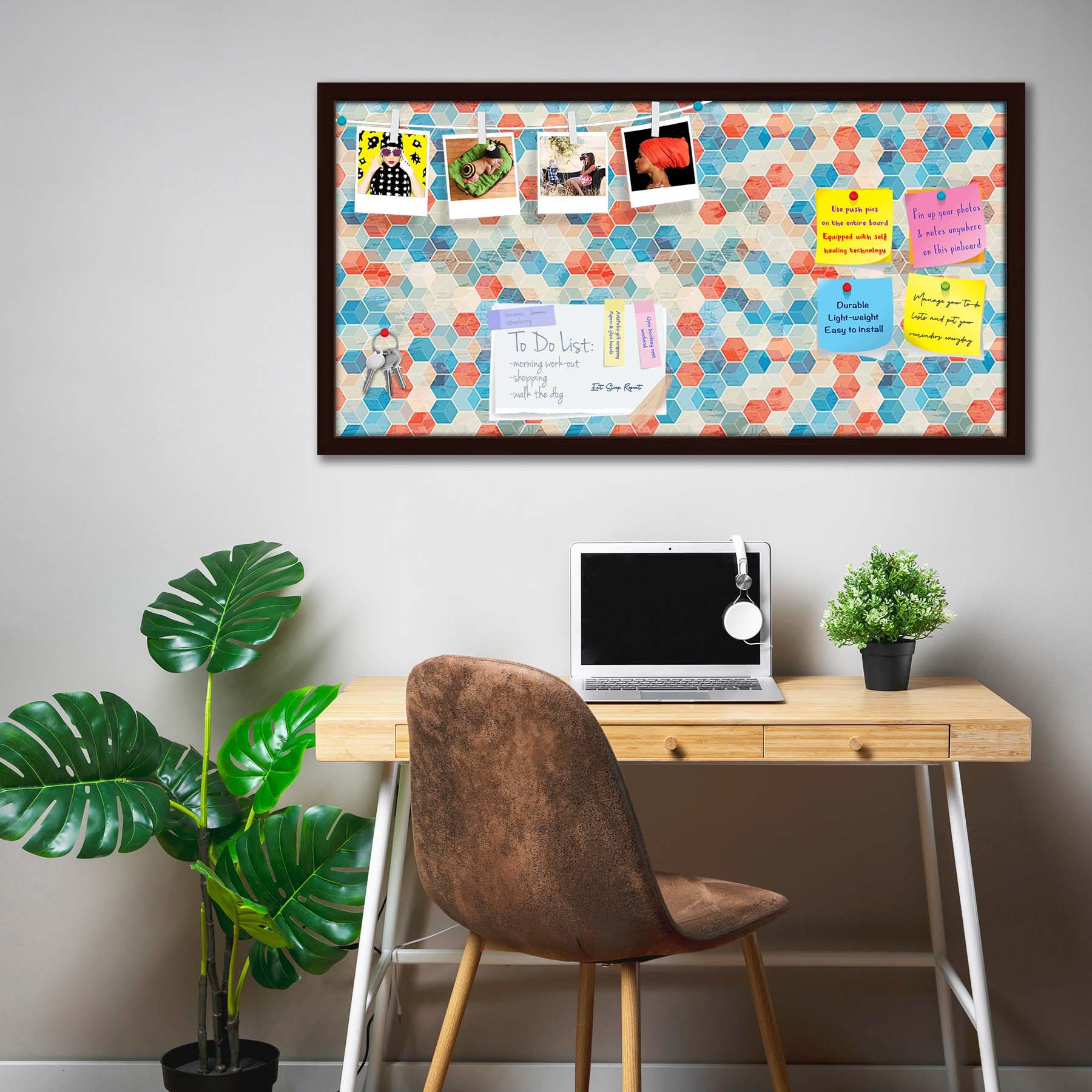 Blue Cubes Bulletin Board Notice Pin Board Soft Board | Framed