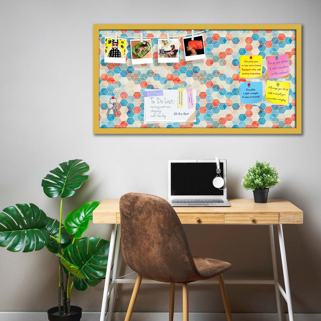 Blue Cubes Bulletin Board Notice Pin Board Soft Board | Framed