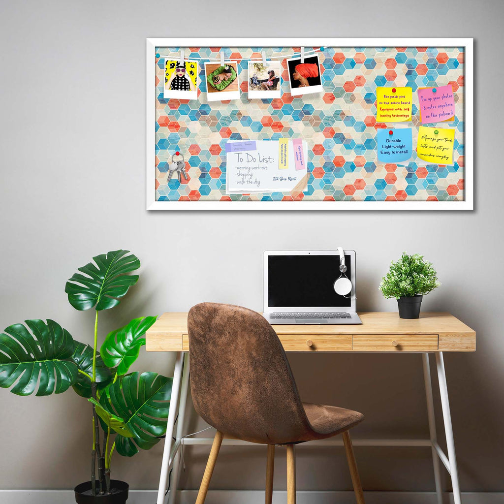 Blue Cubes Bulletin Board Notice Pin Board Soft Board | Framed
