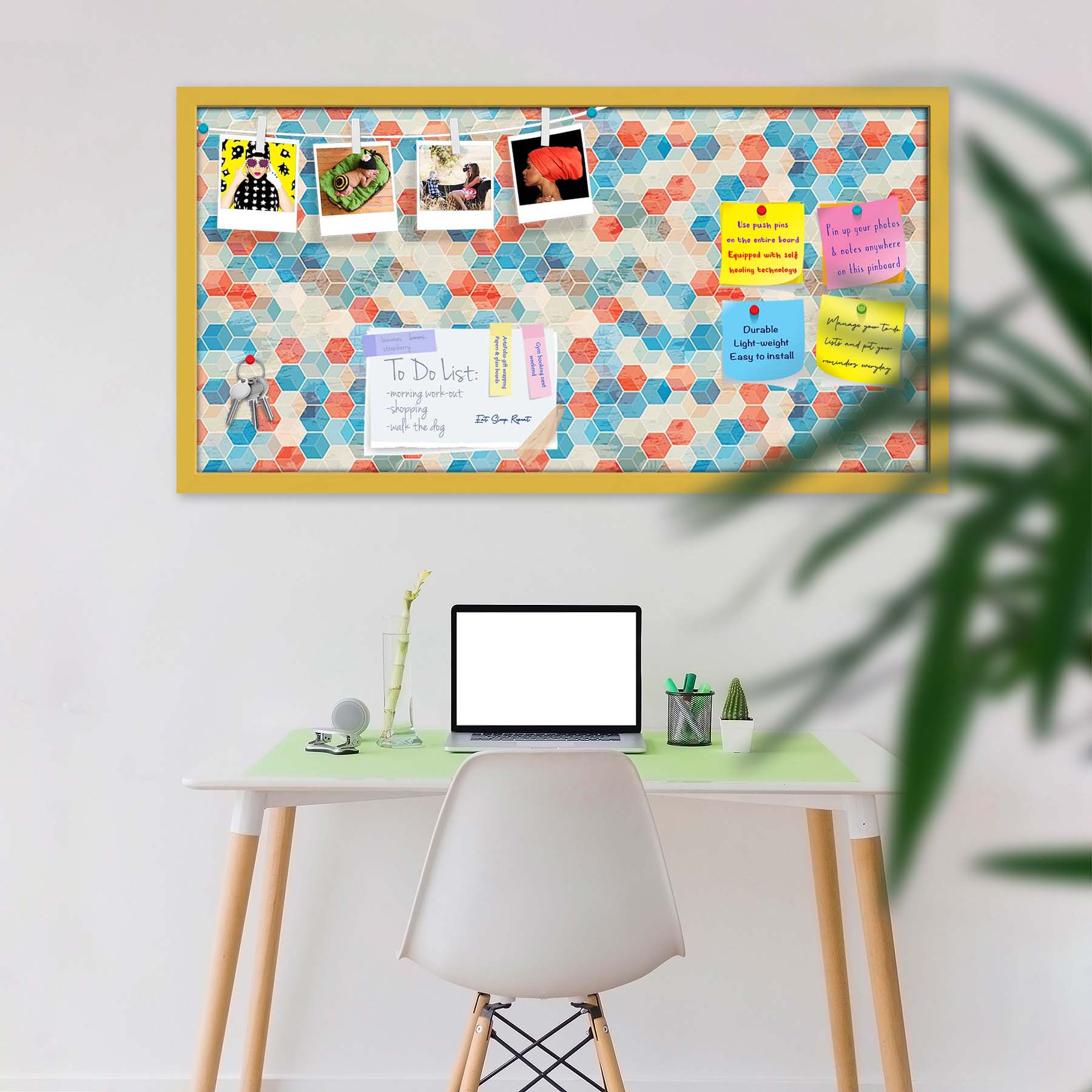Blue Cubes Bulletin Board Notice Pin Board Soft Board | Framed