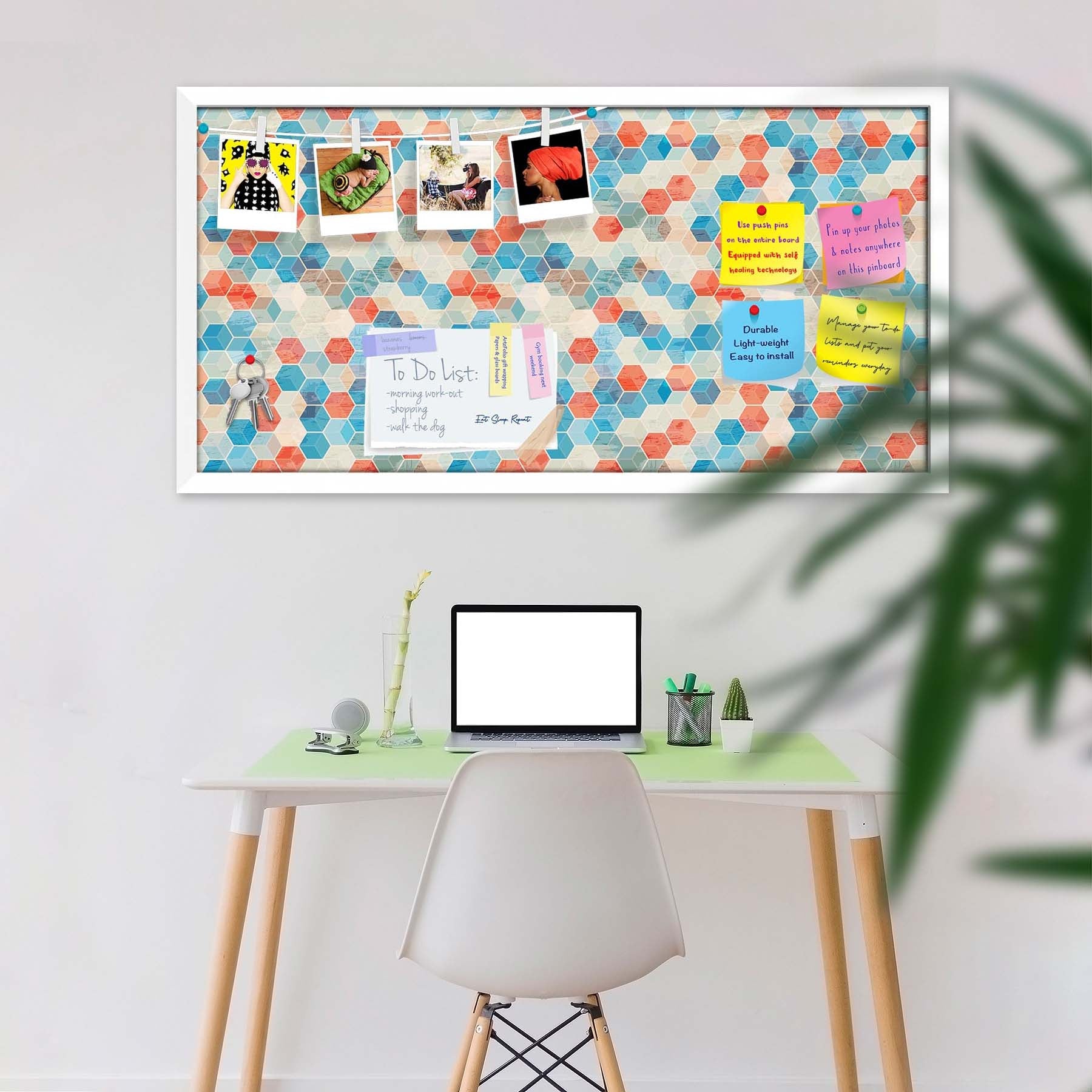 Blue Cubes Bulletin Board Notice Pin Board Soft Board | Framed