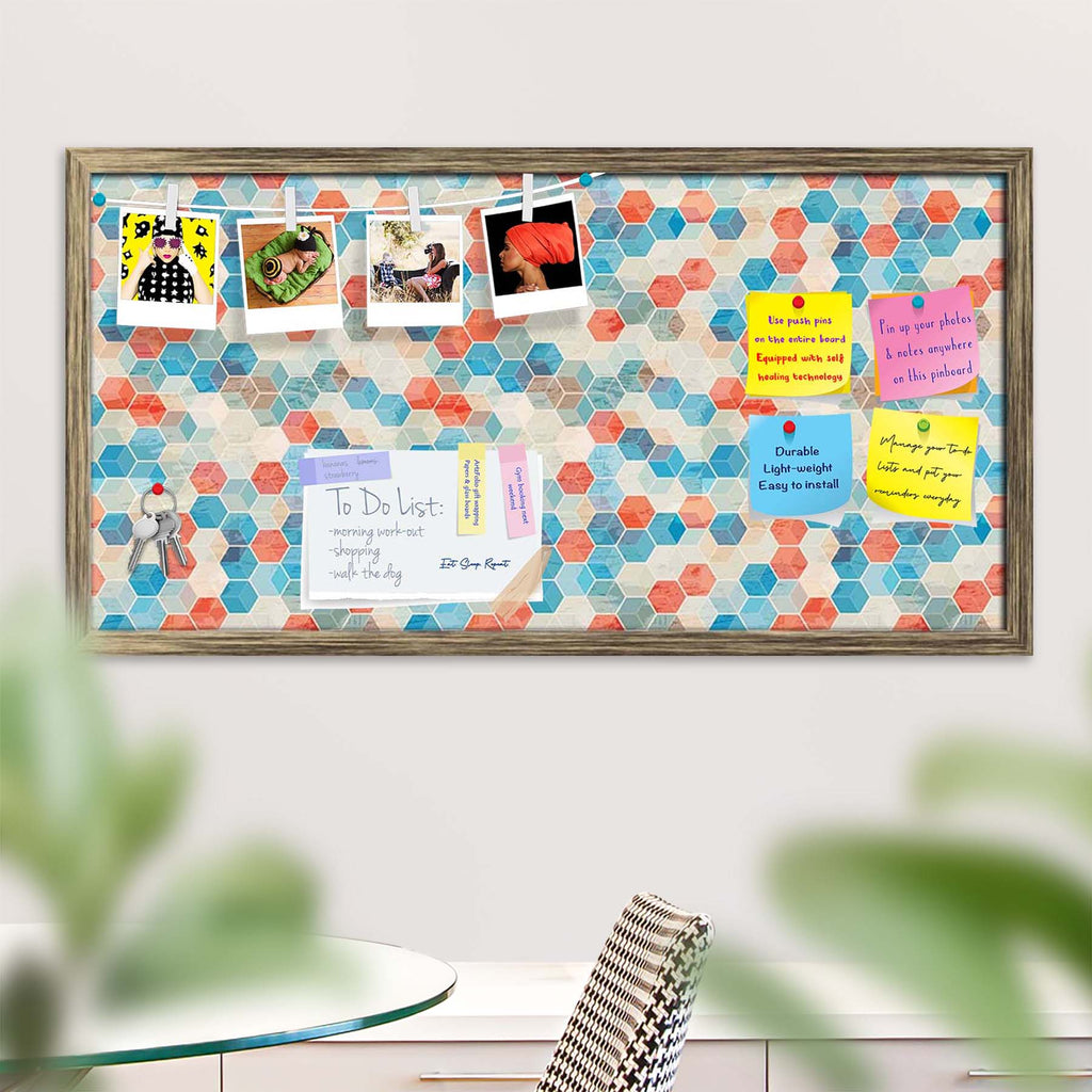 Blue Cubes Bulletin Board Notice Pin Board Soft Board | Framed