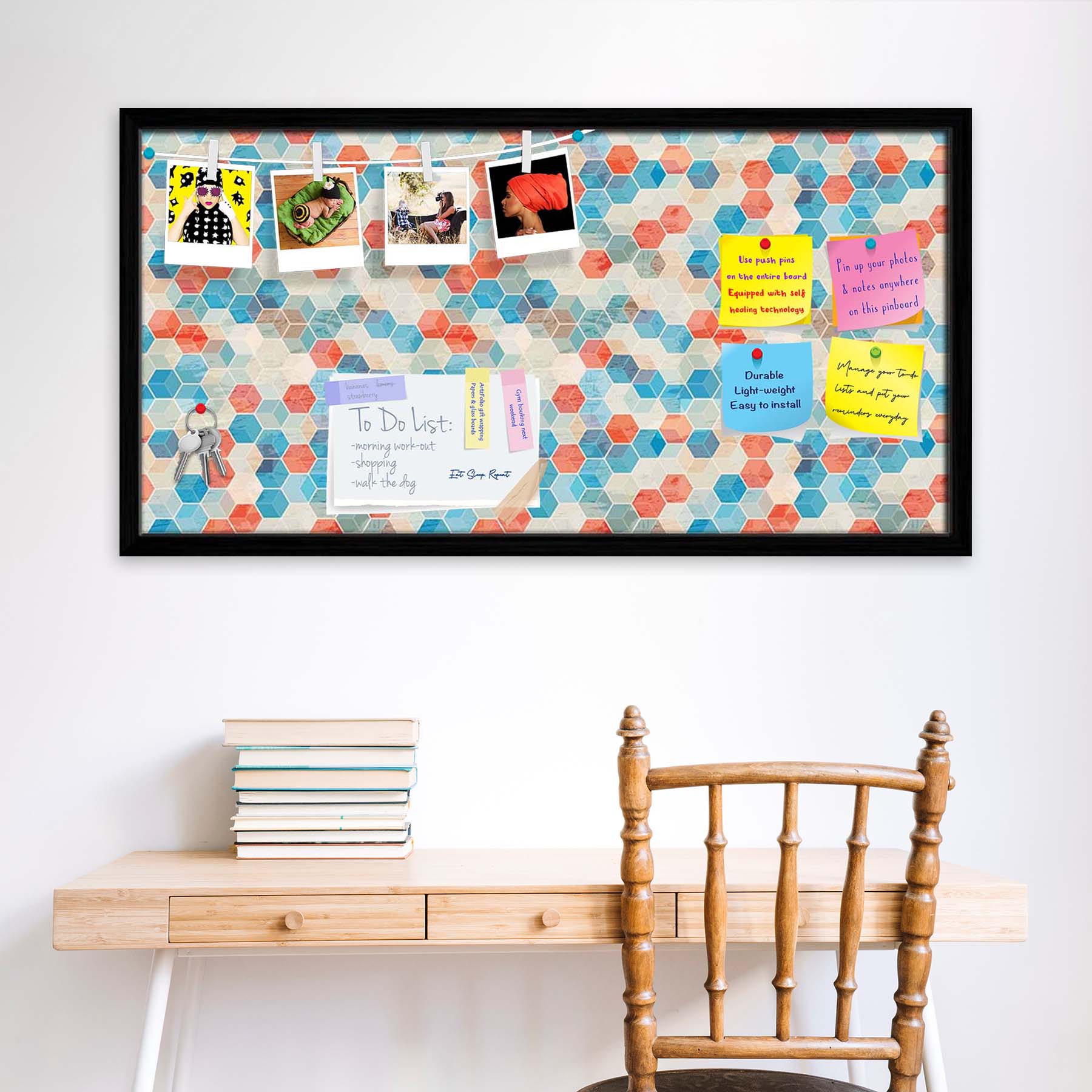 Blue Cubes Bulletin Board Notice Pin Board Soft Board | Framed