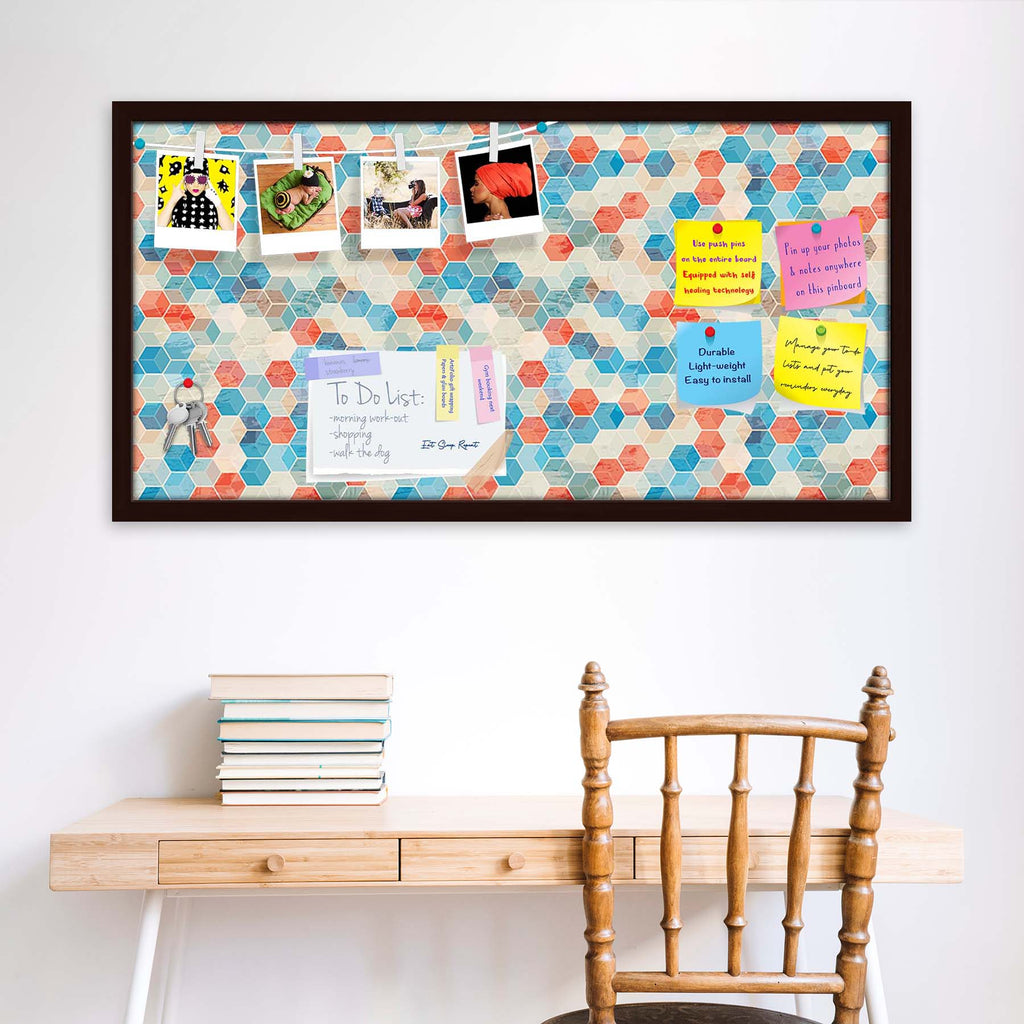 Blue Cubes Bulletin Board Notice Pin Board Soft Board | Framed