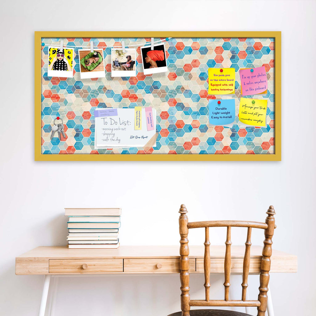 Blue Cubes Bulletin Board Notice Pin Board Soft Board | Framed