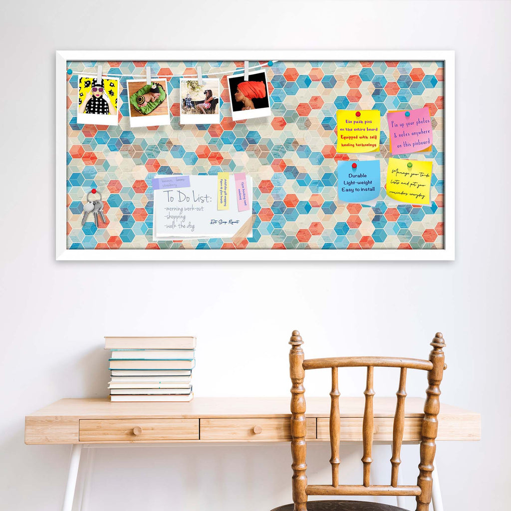 Blue Cubes Bulletin Board Notice Pin Board Soft Board | Framed