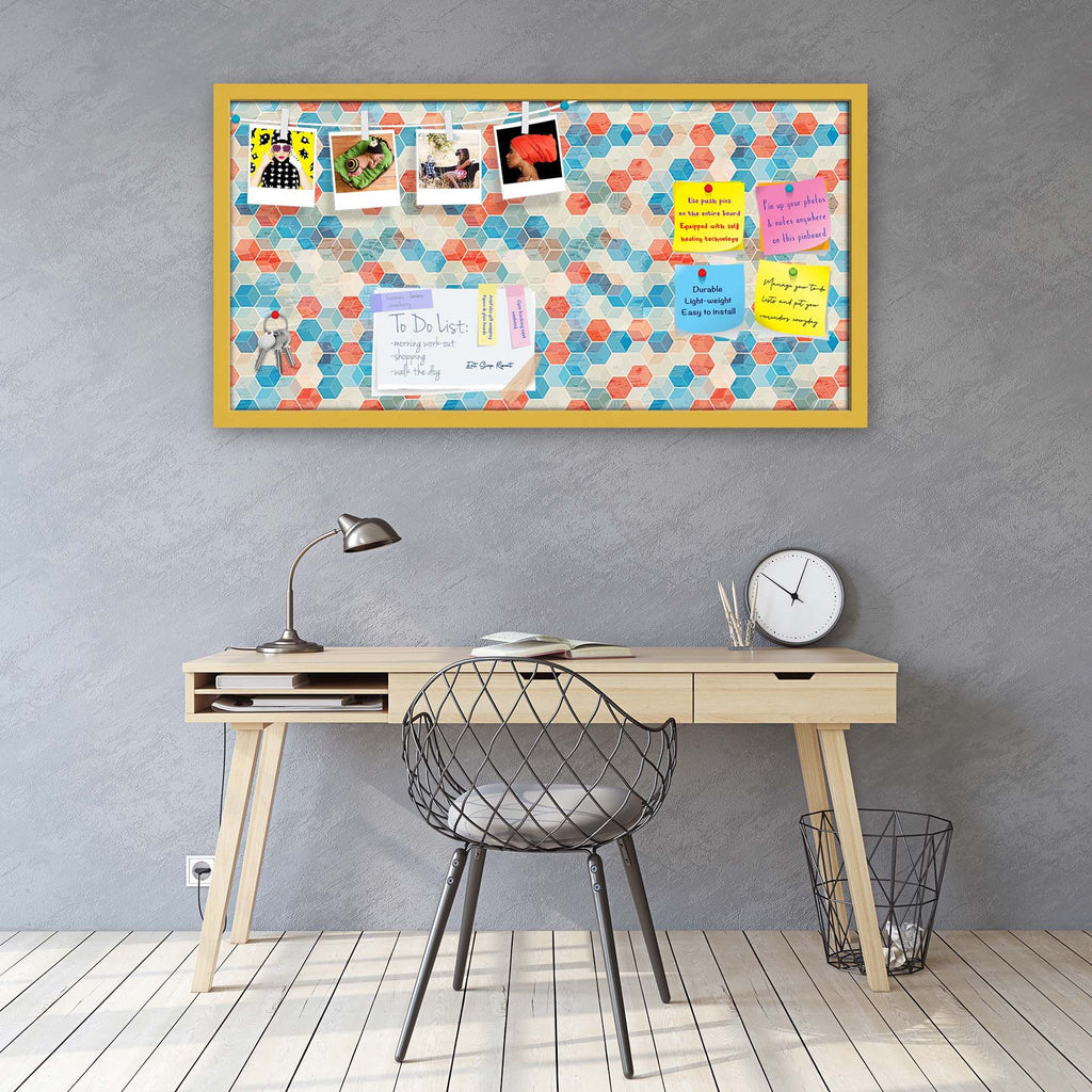 Blue Cubes Bulletin Board Notice Pin Board Soft Board | Framed