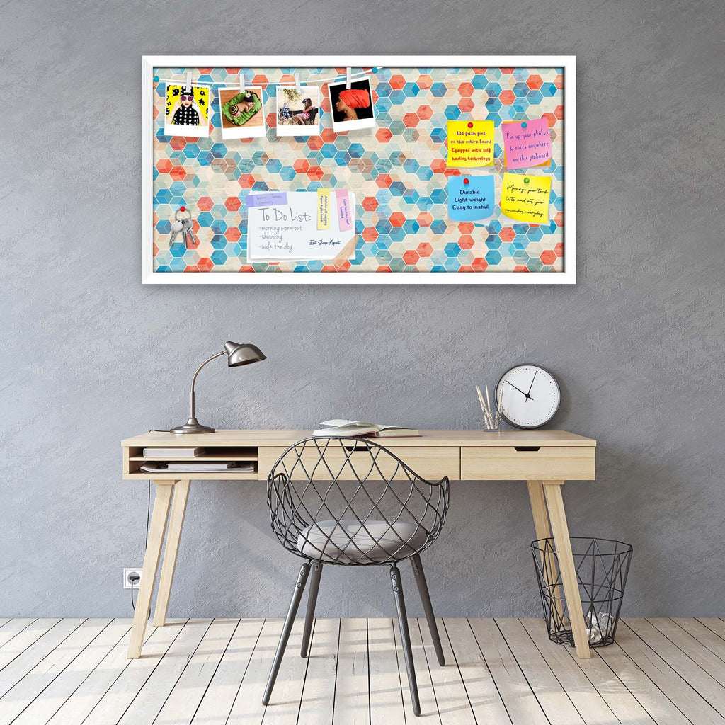 Blue Cubes Bulletin Board Notice Pin Board Soft Board | Framed