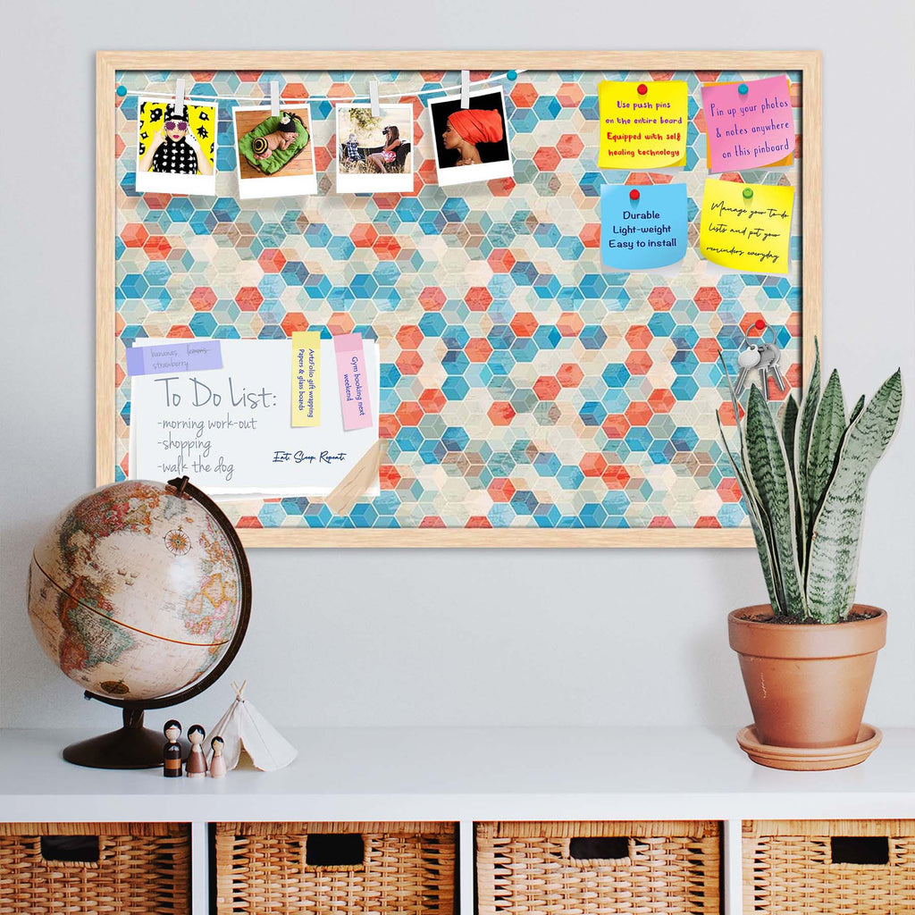 Blue Cubes Bulletin Board Notice Pin Board Soft Board | Framed