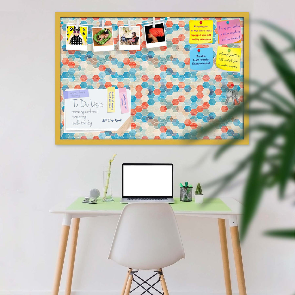 Blue Cubes Bulletin Board Notice Pin Board Soft Board | Framed