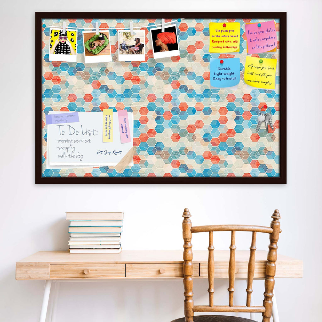 Blue Cubes Bulletin Board Notice Pin Board Soft Board | Framed