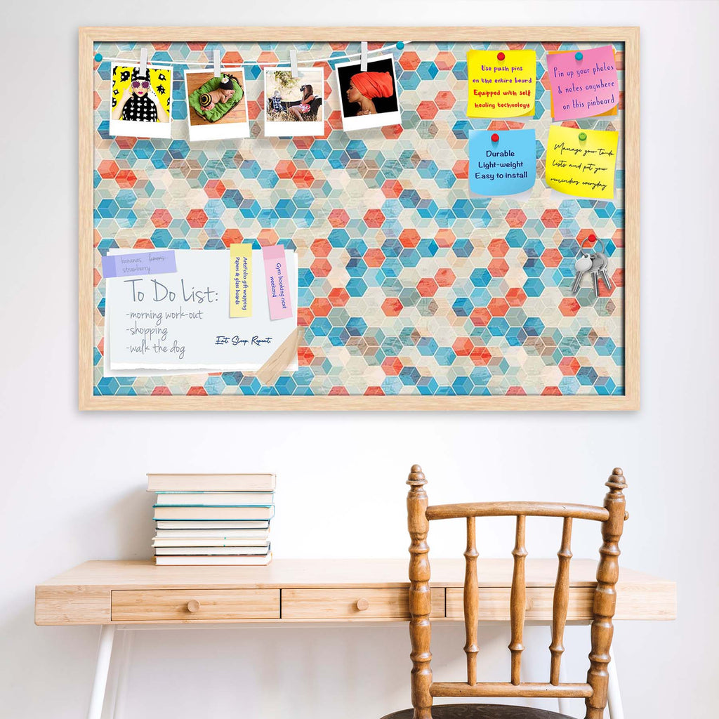 Blue Cubes Bulletin Board Notice Pin Board Soft Board | Framed