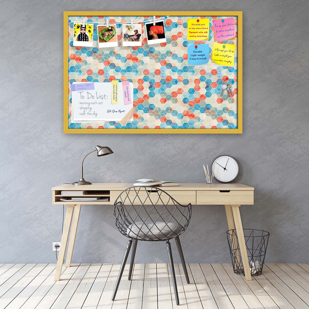 Blue Cubes Bulletin Board Notice Pin Board Soft Board | Framed