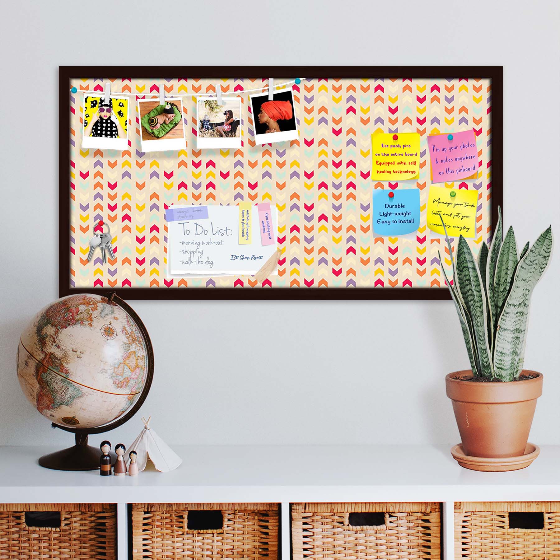 Zigzag Stripes Bulletin Board Notice Pin Board Soft Board | Framed