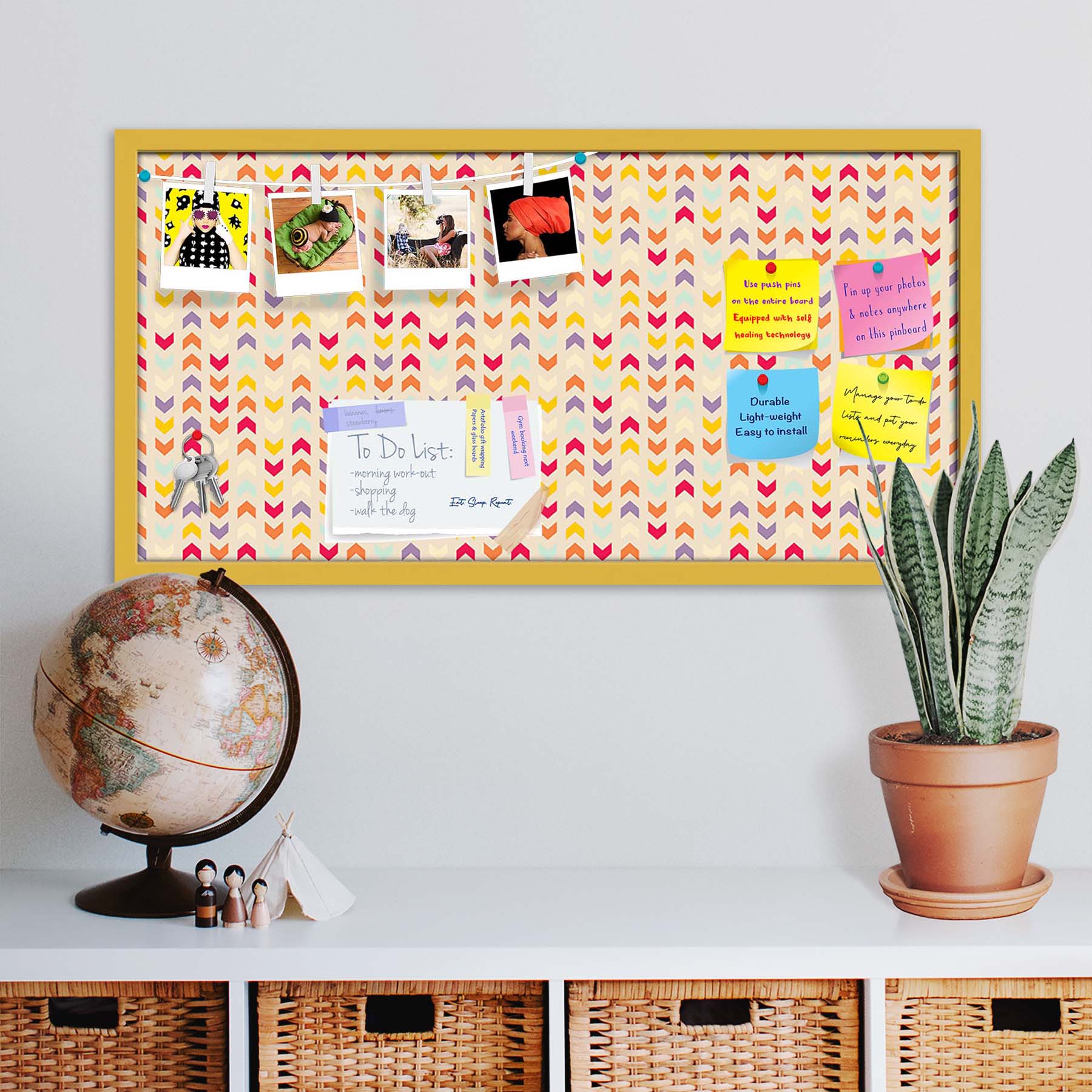 Zigzag Stripes Bulletin Board Notice Pin Board Soft Board | Framed