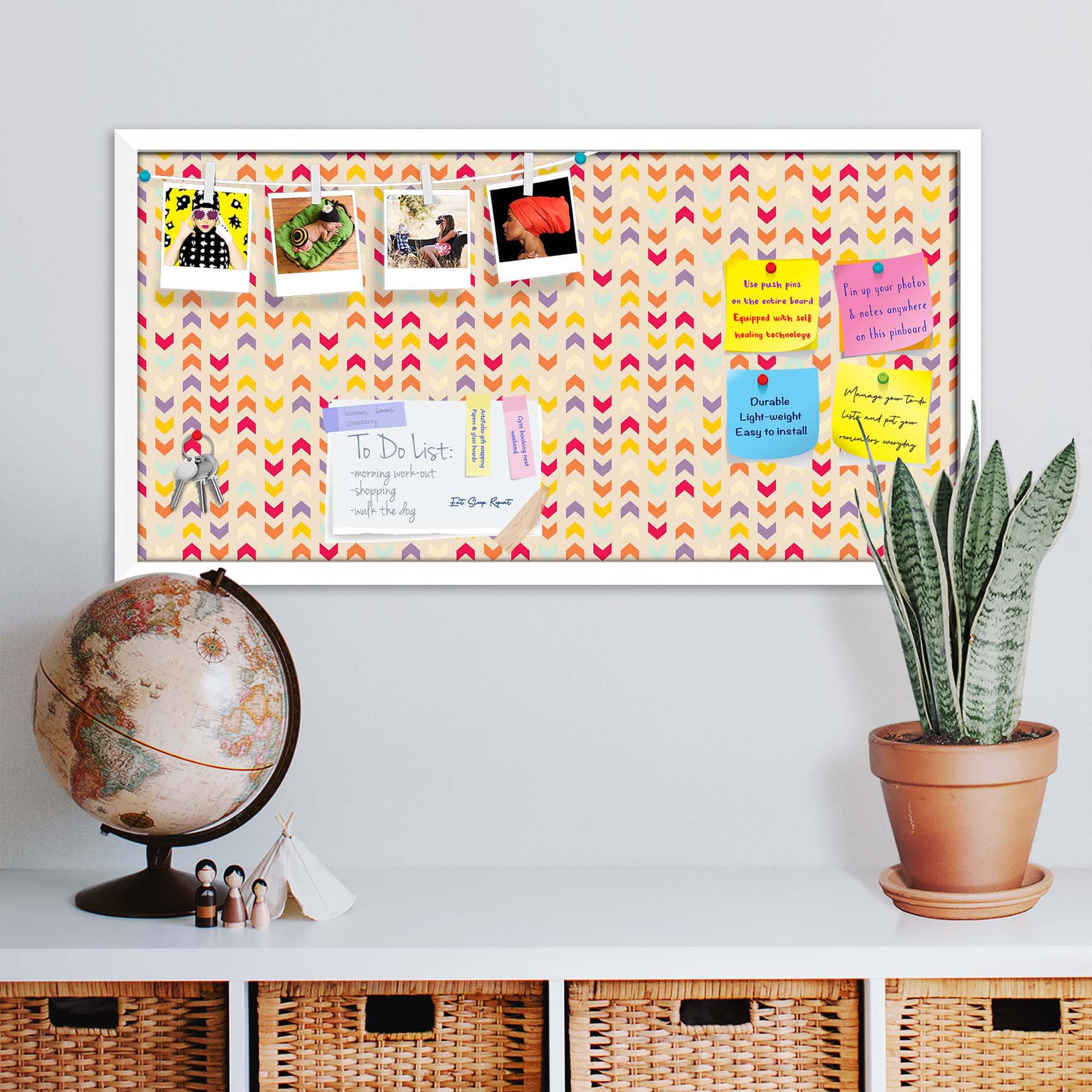Zigzag Stripes Bulletin Board Notice Pin Board Soft Board | Framed