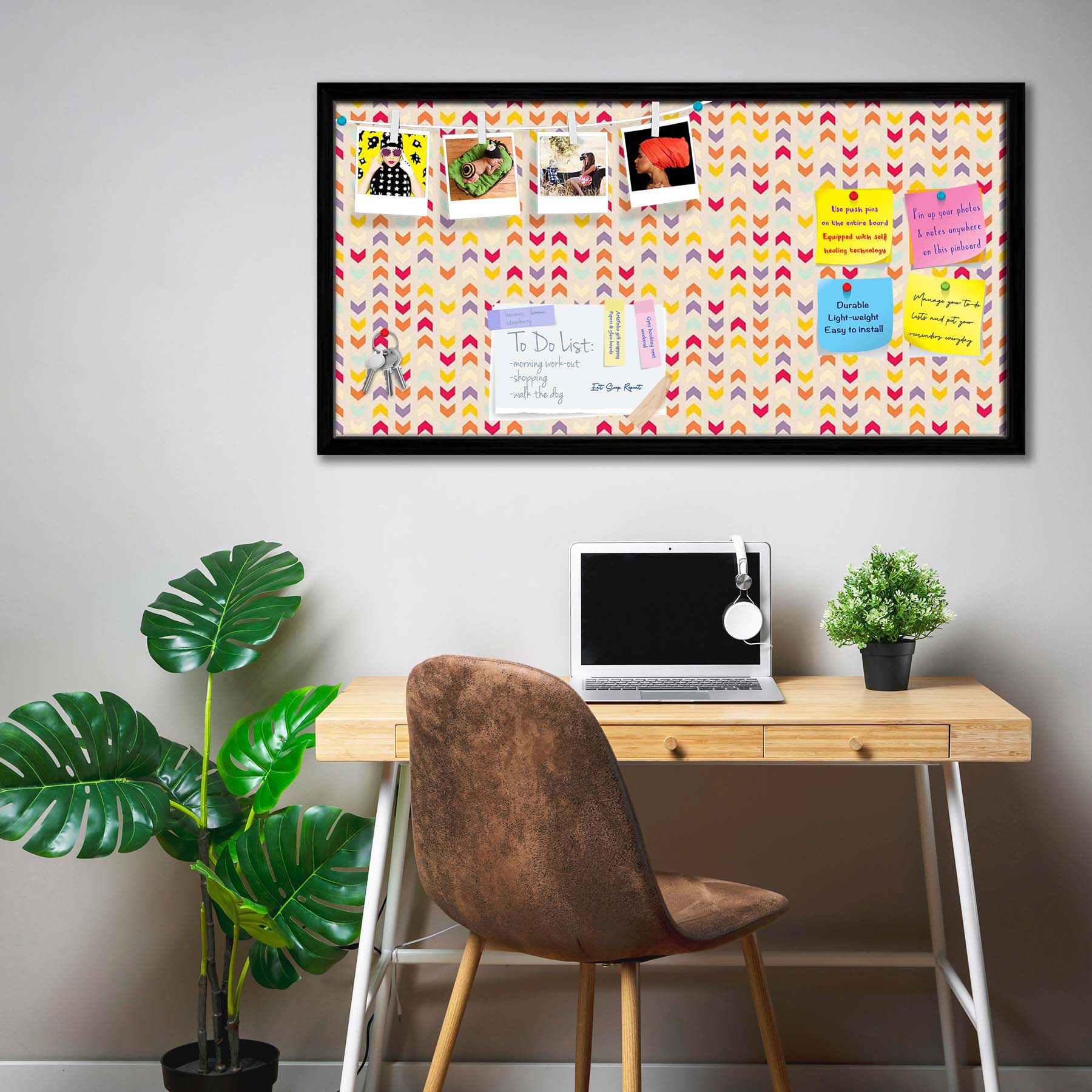 Zigzag Stripes Bulletin Board Notice Pin Board Soft Board | Framed