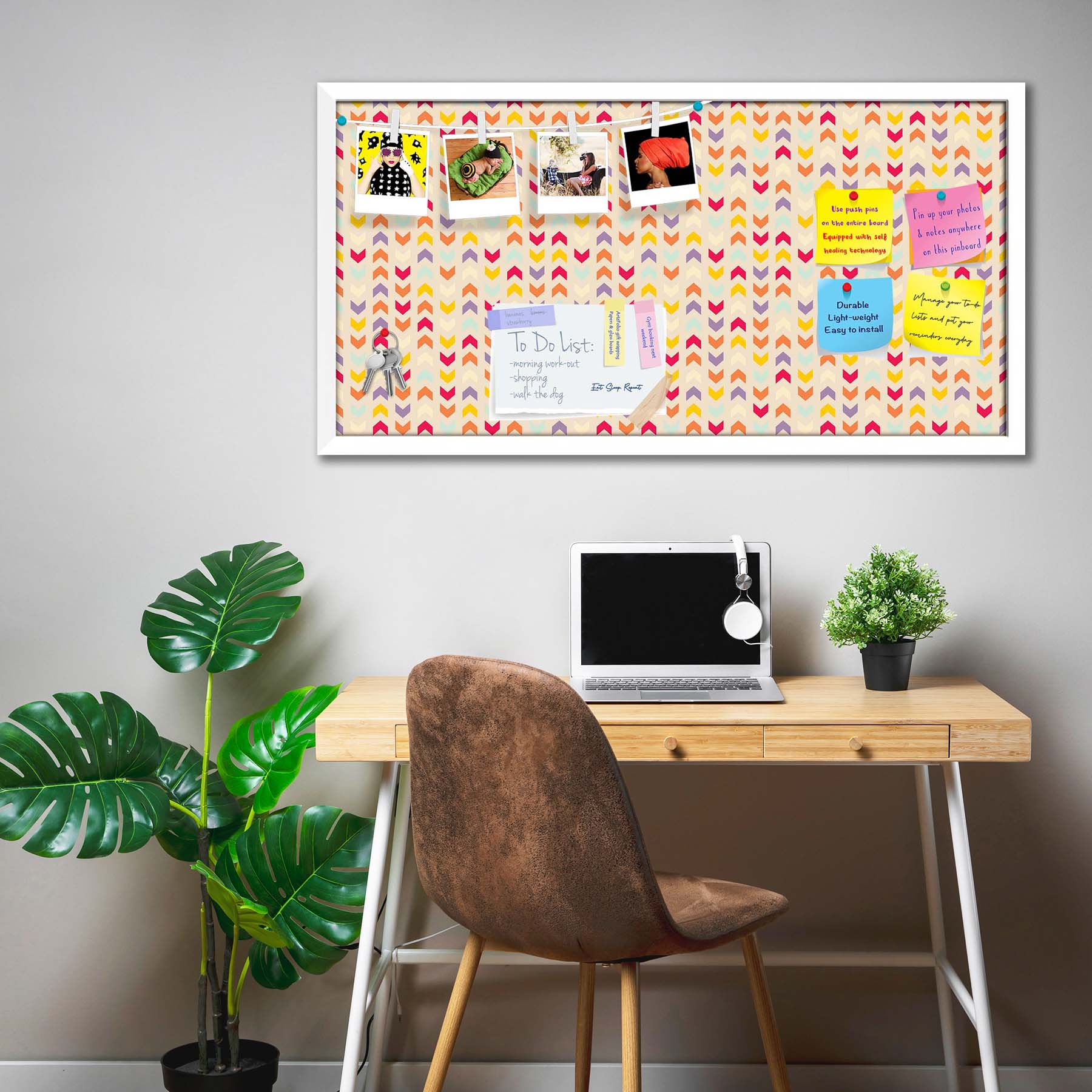 Zigzag Stripes Bulletin Board Notice Pin Board Soft Board | Framed