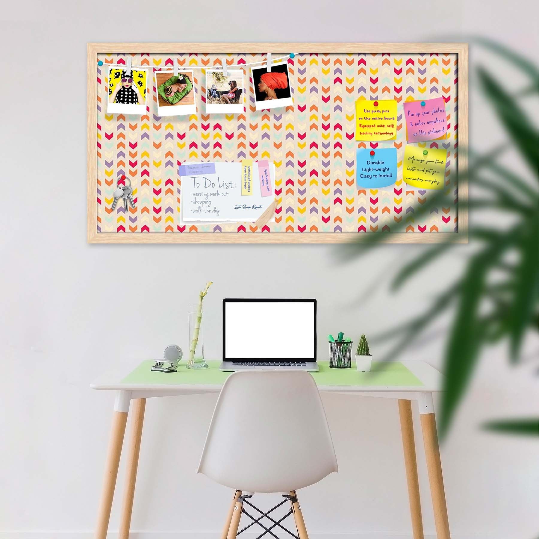 Zigzag Stripes Bulletin Board Notice Pin Board Soft Board | Framed