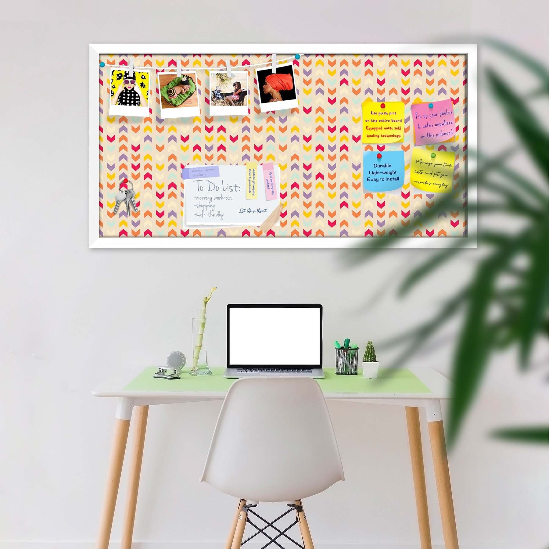 Zigzag Stripes Bulletin Board Notice Pin Board Soft Board | Framed