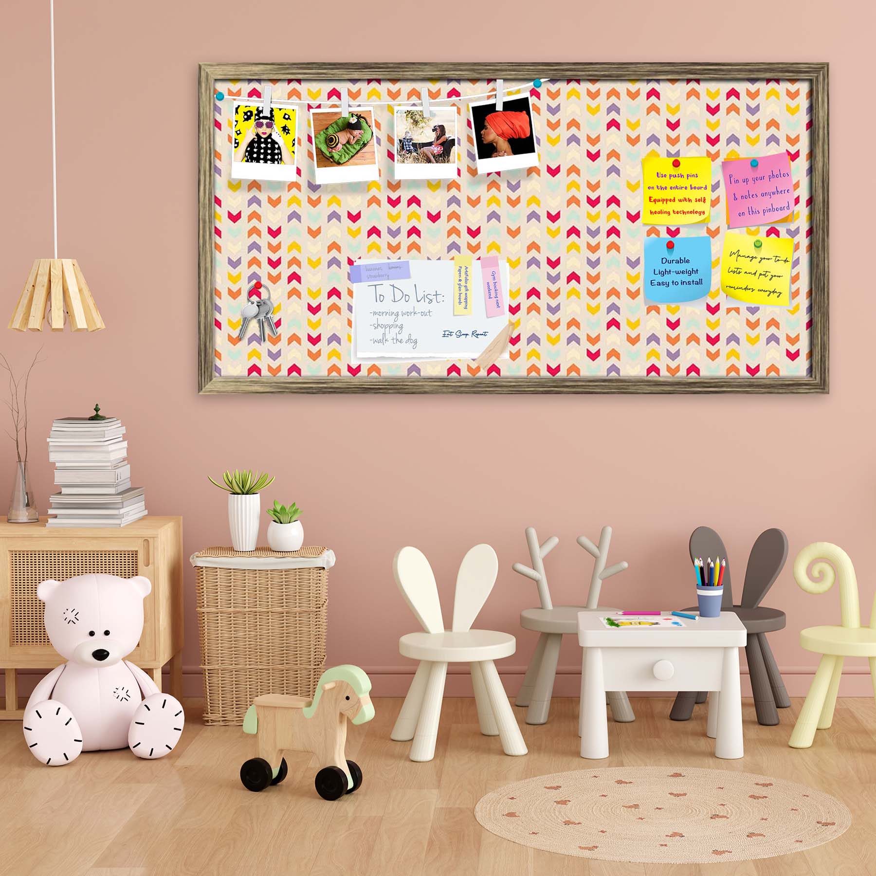 Zigzag Stripes Bulletin Board Notice Pin Board Soft Board | Framed