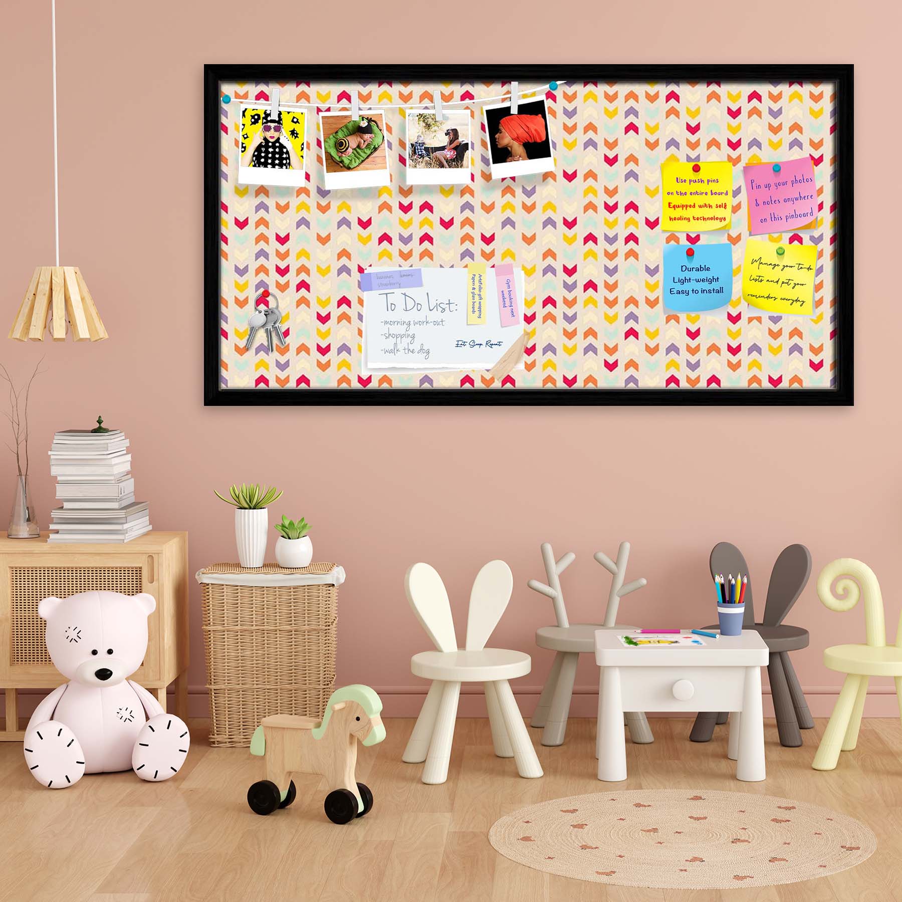 Zigzag Stripes Bulletin Board Notice Pin Board Soft Board | Framed