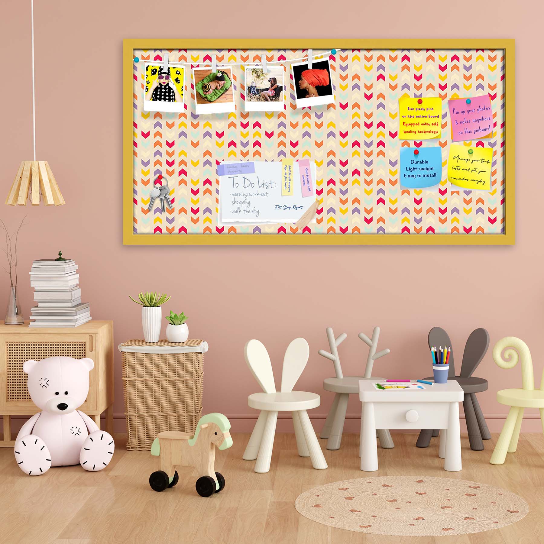 Zigzag Stripes Bulletin Board Notice Pin Board Soft Board | Framed
