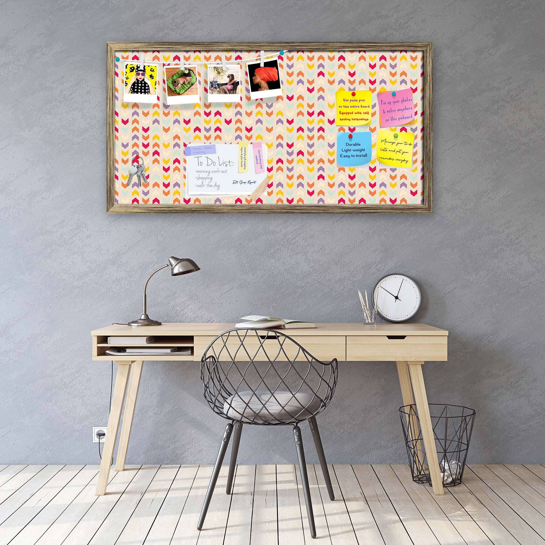 Zigzag Stripes Bulletin Board Notice Pin Board Soft Board | Framed
