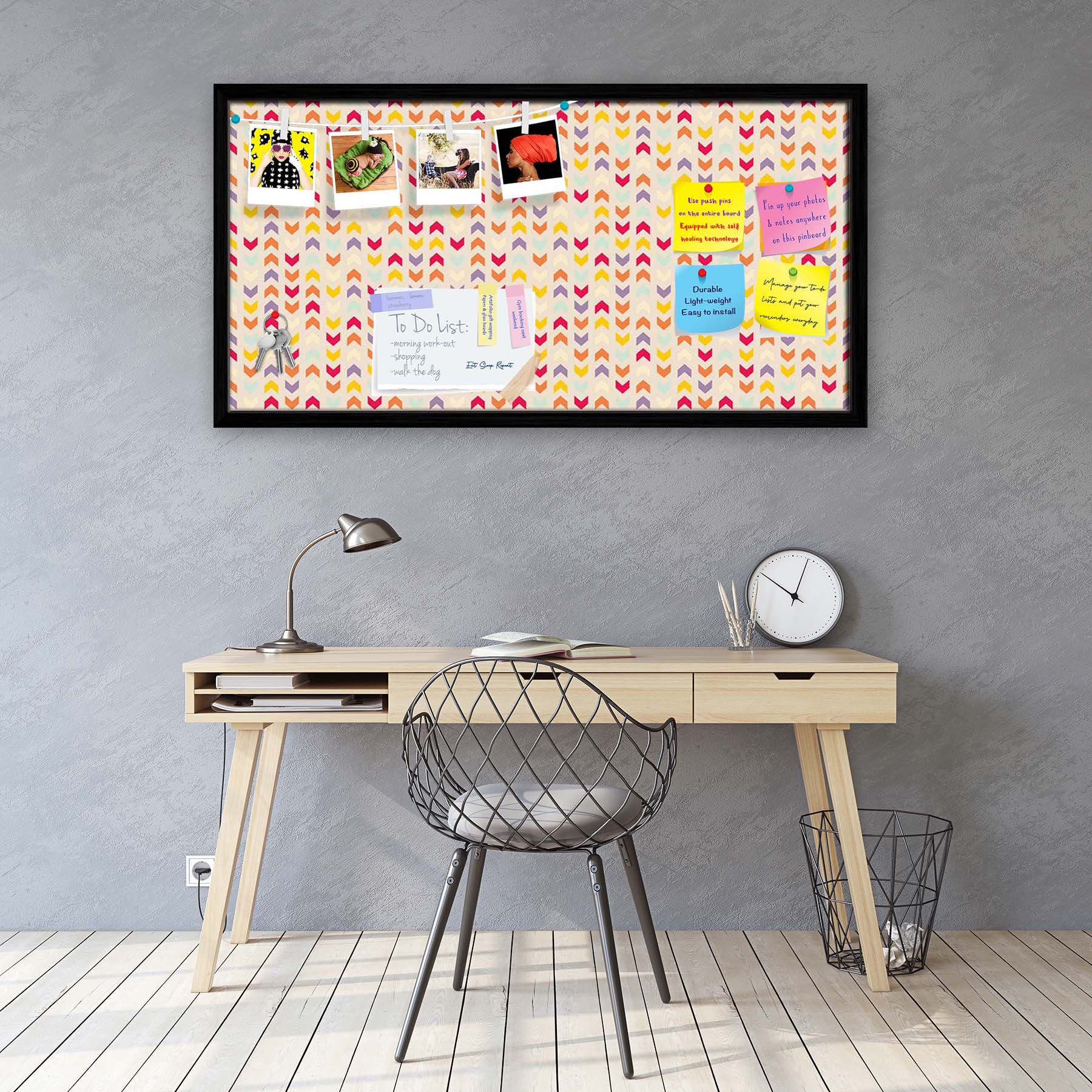 Zigzag Stripes Bulletin Board Notice Pin Board Soft Board | Framed